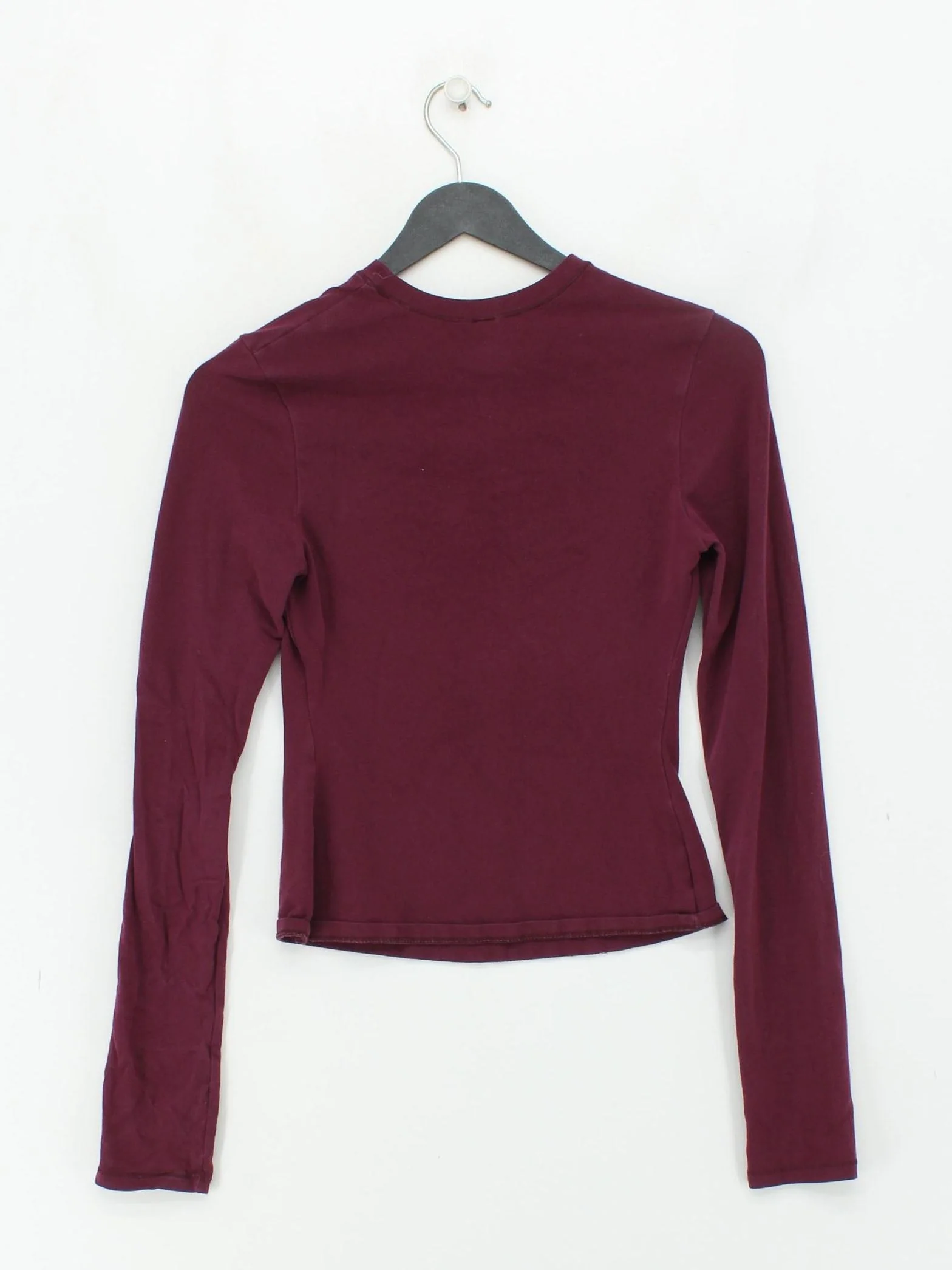 Skims Women's Top S Red Cotton with Elastane Long Sleeve Crew Neck Basic - Image 2