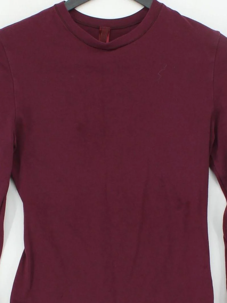 Skims Women's Top S Red Cotton with Elastane Long Sleeve Crew Neck Basic - Image 3