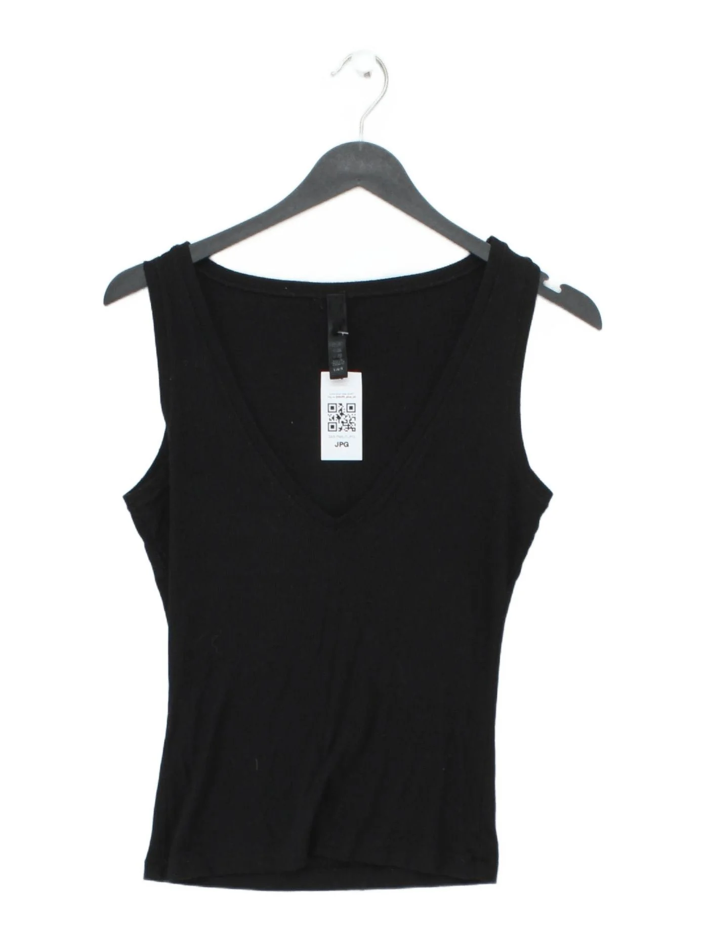 Skins Women's T-Shirt L Black Cotton with Elastane Sleeveless V-Neck Basic