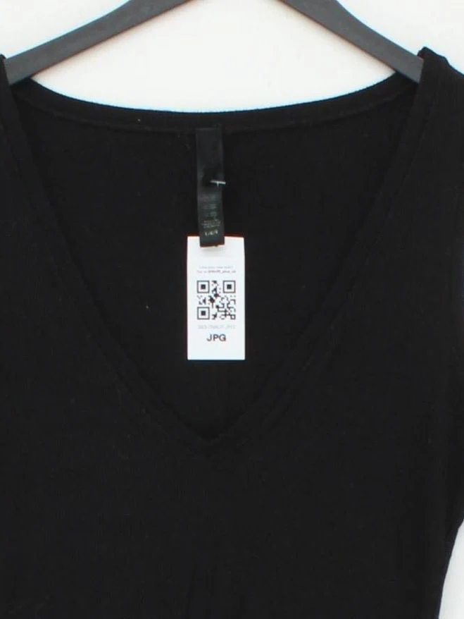 Skins Women's T-Shirt L Black Cotton with Elastane Sleeveless V-Neck Basic - Image 3