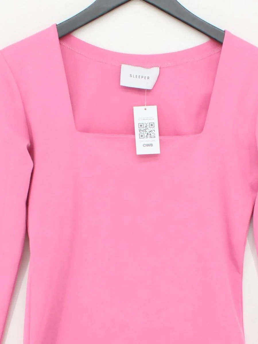 Sleeper Women's Top M Pink 100% Other Long Sleeve Square Neck Basic - Image 3