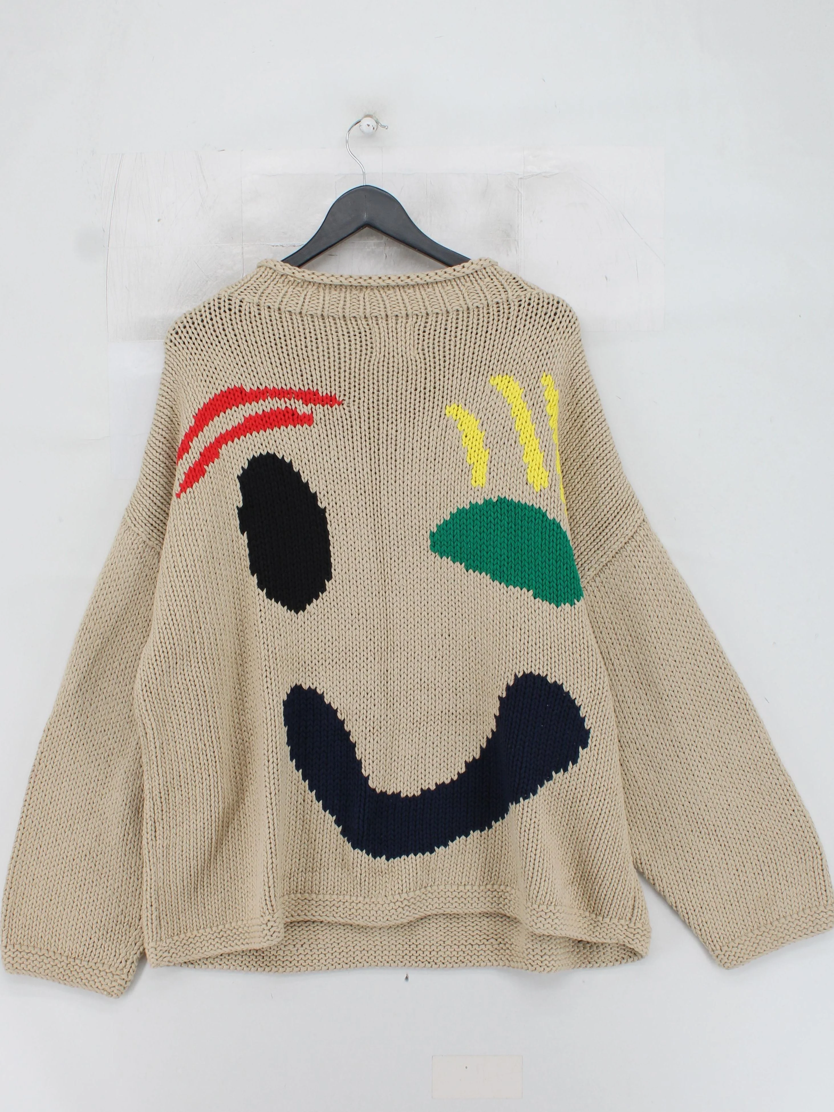 SLOW LOVE Women's Jumper L Cream Graphic 100% Cotton Crew Neck Pullover - Image 2