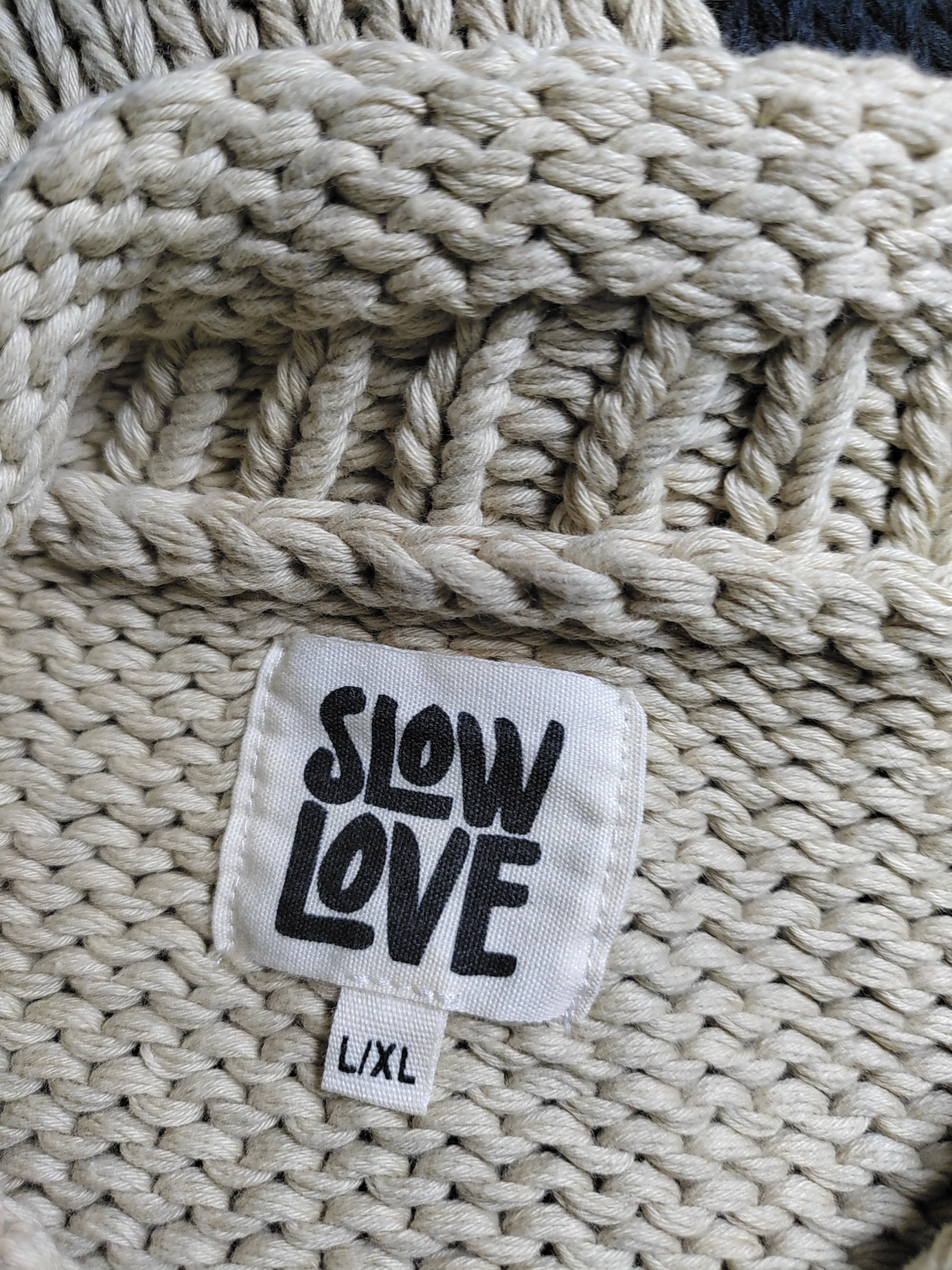 SLOW LOVE Women's Jumper L Cream Graphic 100% Cotton Crew Neck Pullover - Image 5