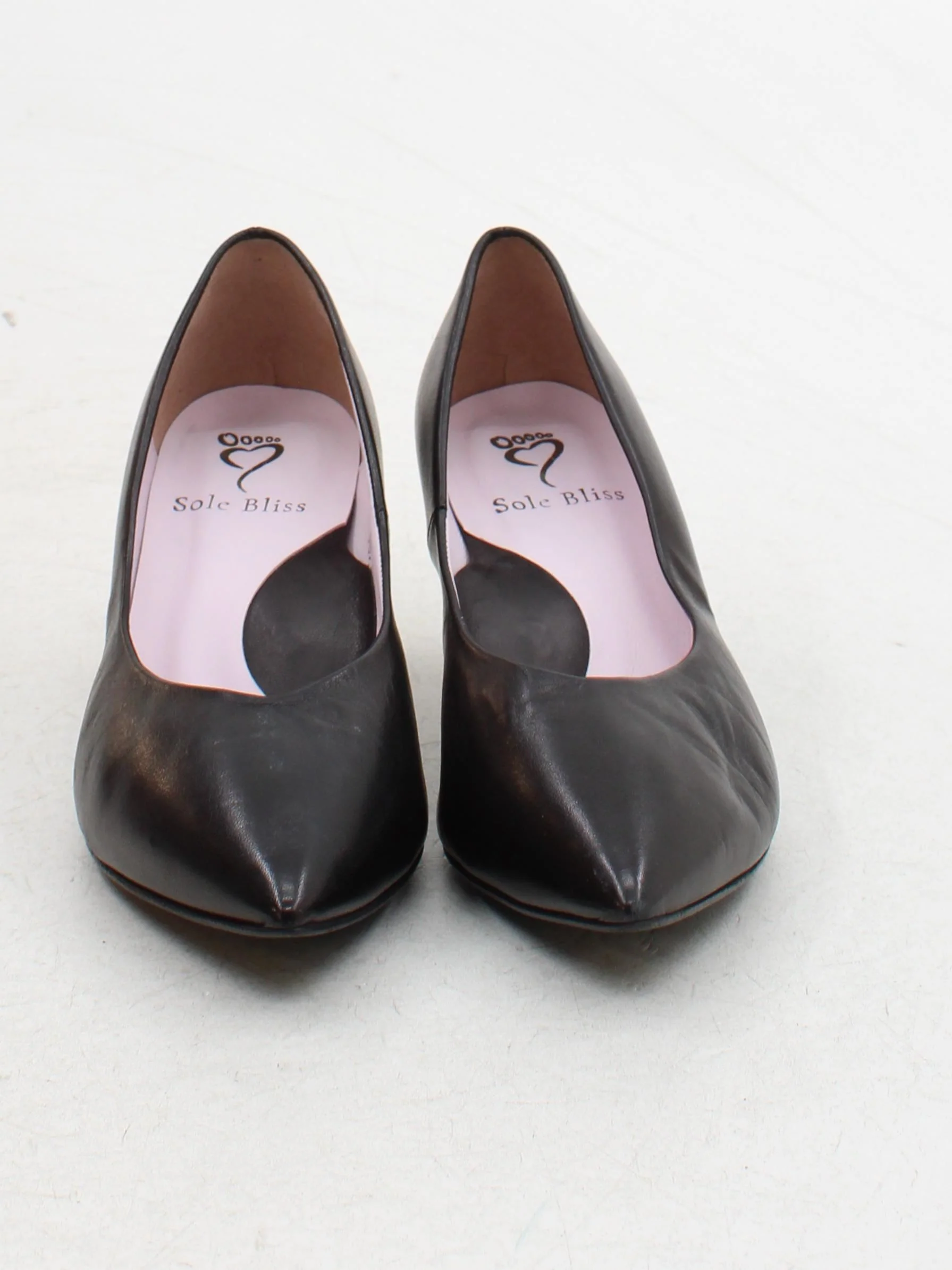 Sole Bliss Women's Heels UK 3.5 Black 100% Leather Court - Image 2