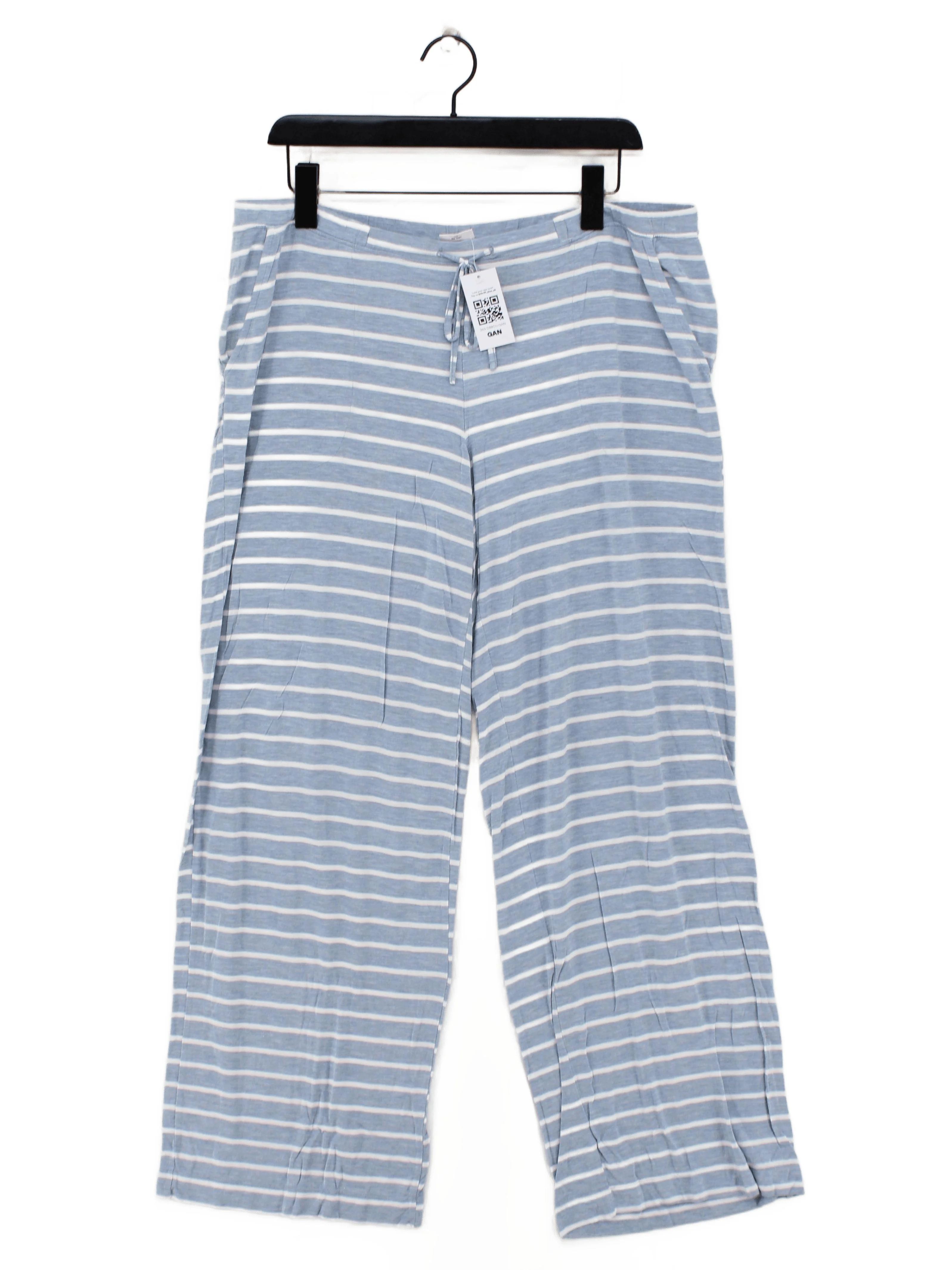 Soma Women's Trousers L Blue Striped Rayon with Spandex Wide-Leg Sweatpants