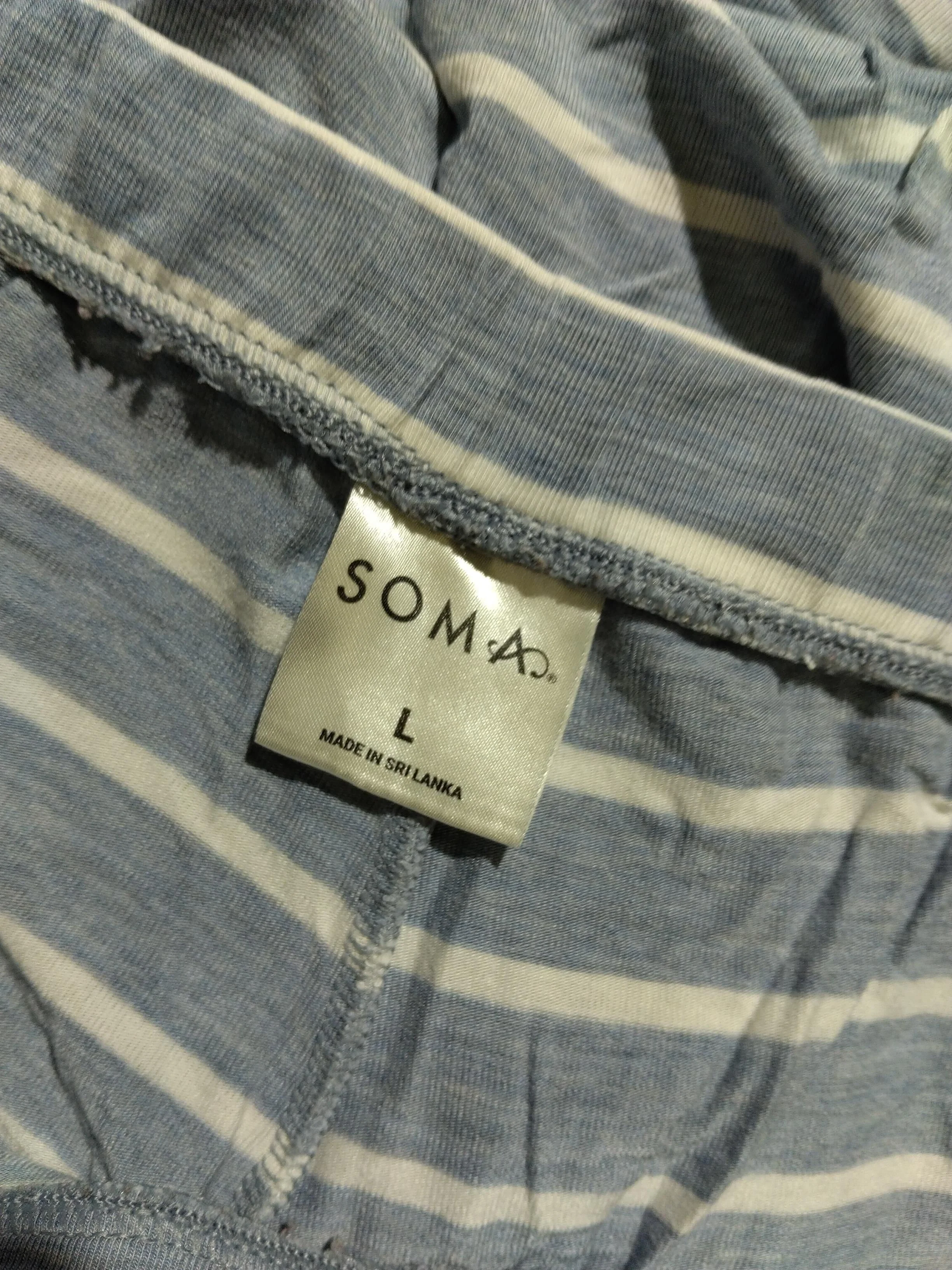 Soma Women's Trousers L Blue Striped Rayon with Spandex Wide-Leg Sweatpants - Image 6