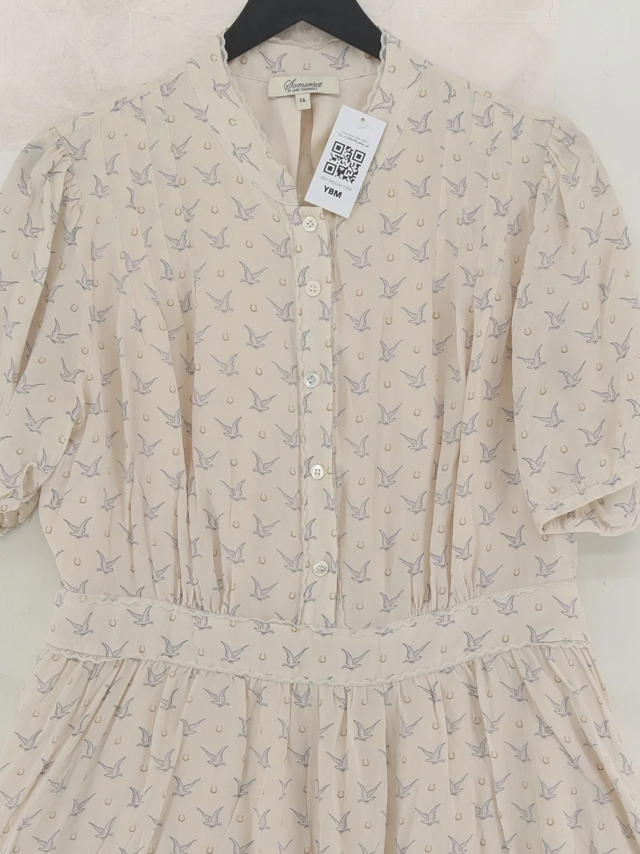 Somerset by Alice Temperley Shirt Mini Dress UK16 in Cream - Image 3
