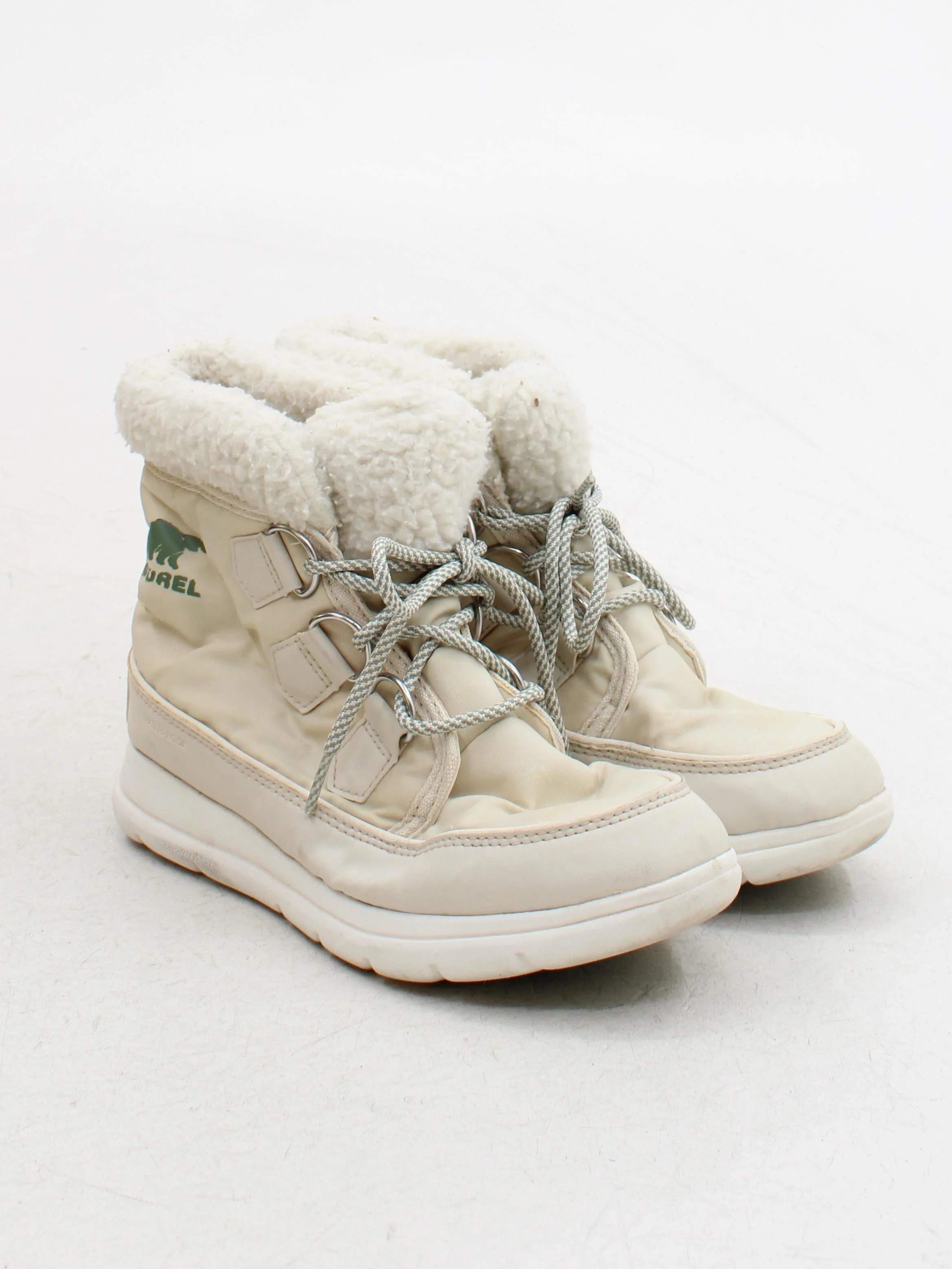 Sorel Women's Boots UK 5.5 Cream Nylon with Faux Leather, Faux Fur Combat - Image 4