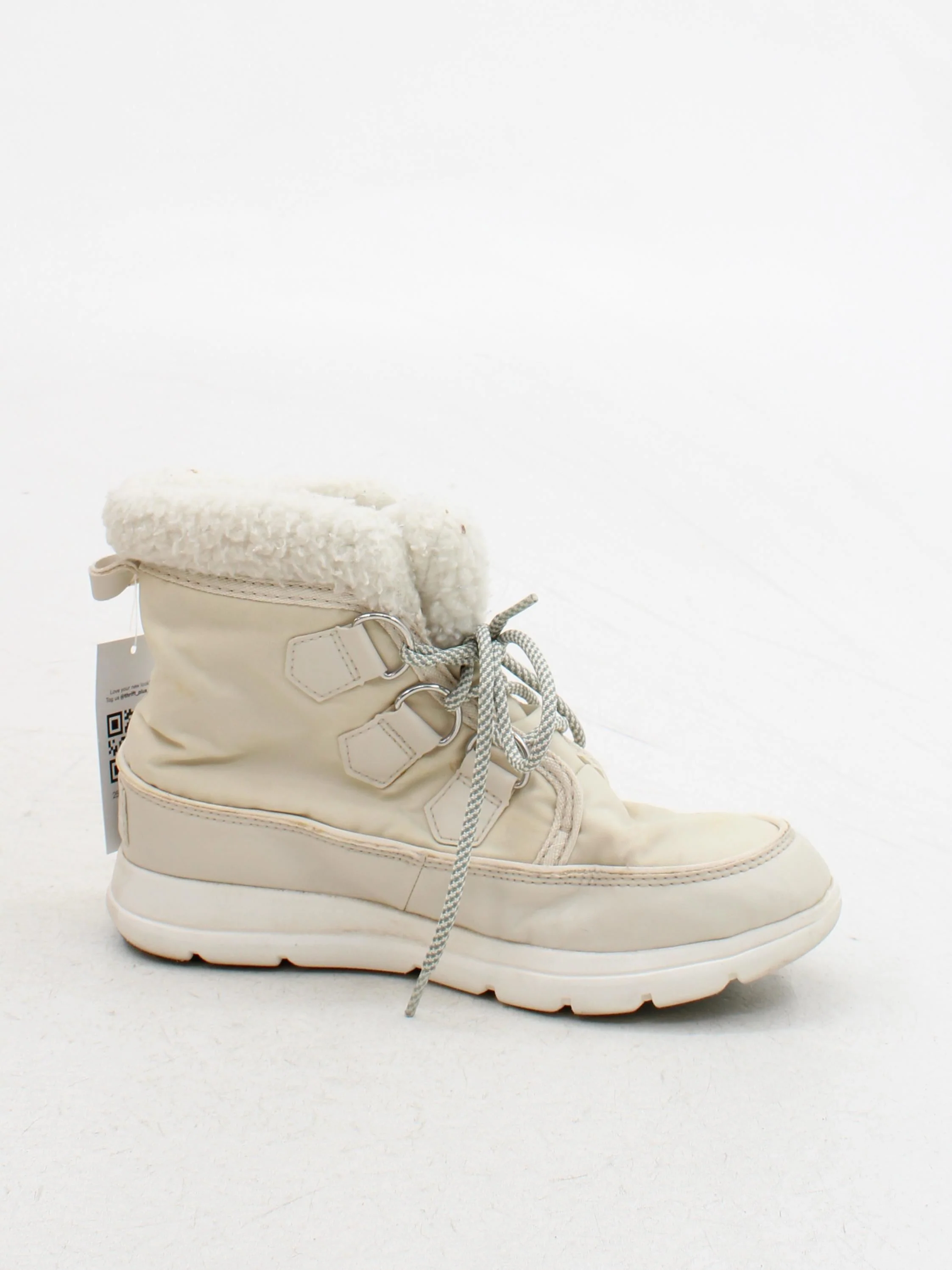 Sorel Women's Boots UK 5.5 Cream Nylon with Faux Leather, Faux Fur Combat - Image 5