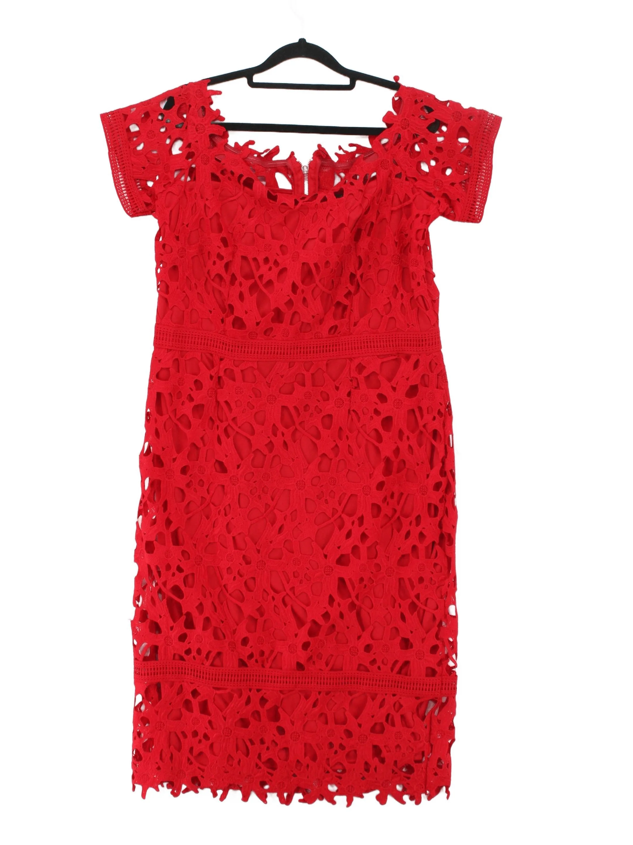 Sosandar Bodycon Midi Dress M in Red