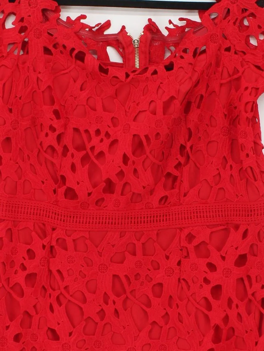 Sosandar Bodycon Midi Dress M in Red - Image 3