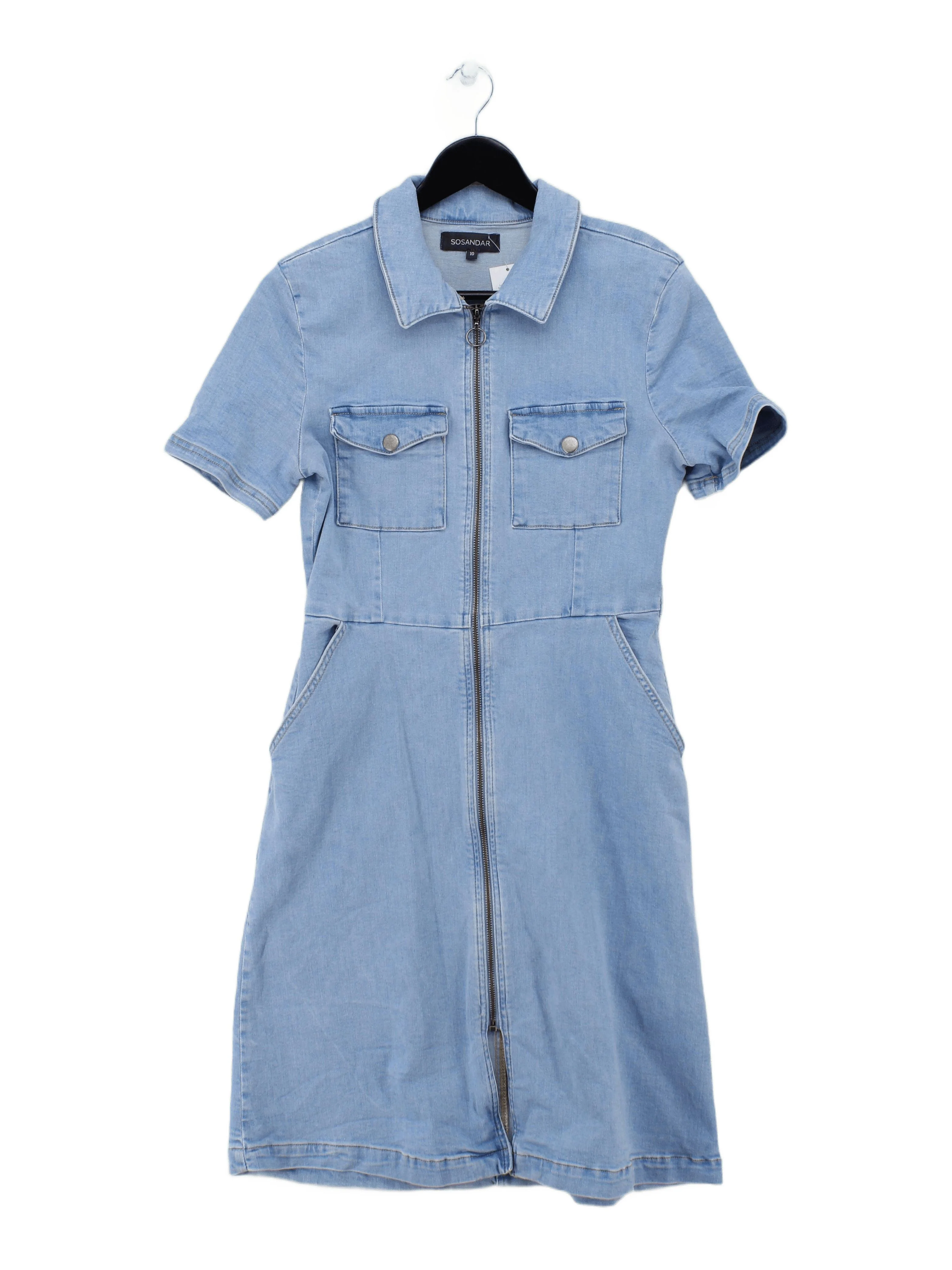 Sosandar Shirt Mini Dress UK10 in Blue