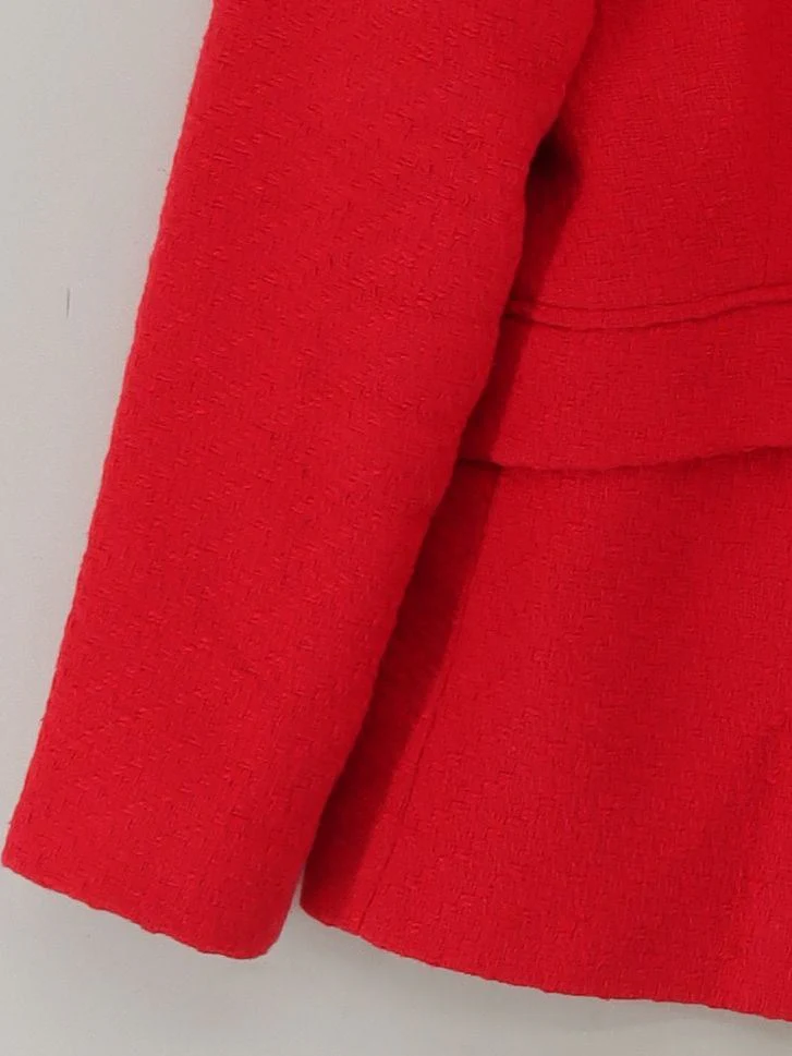 Sosandar Women's Blazer UK 12 Red Cotton with Polyester Overcoat - Image 4