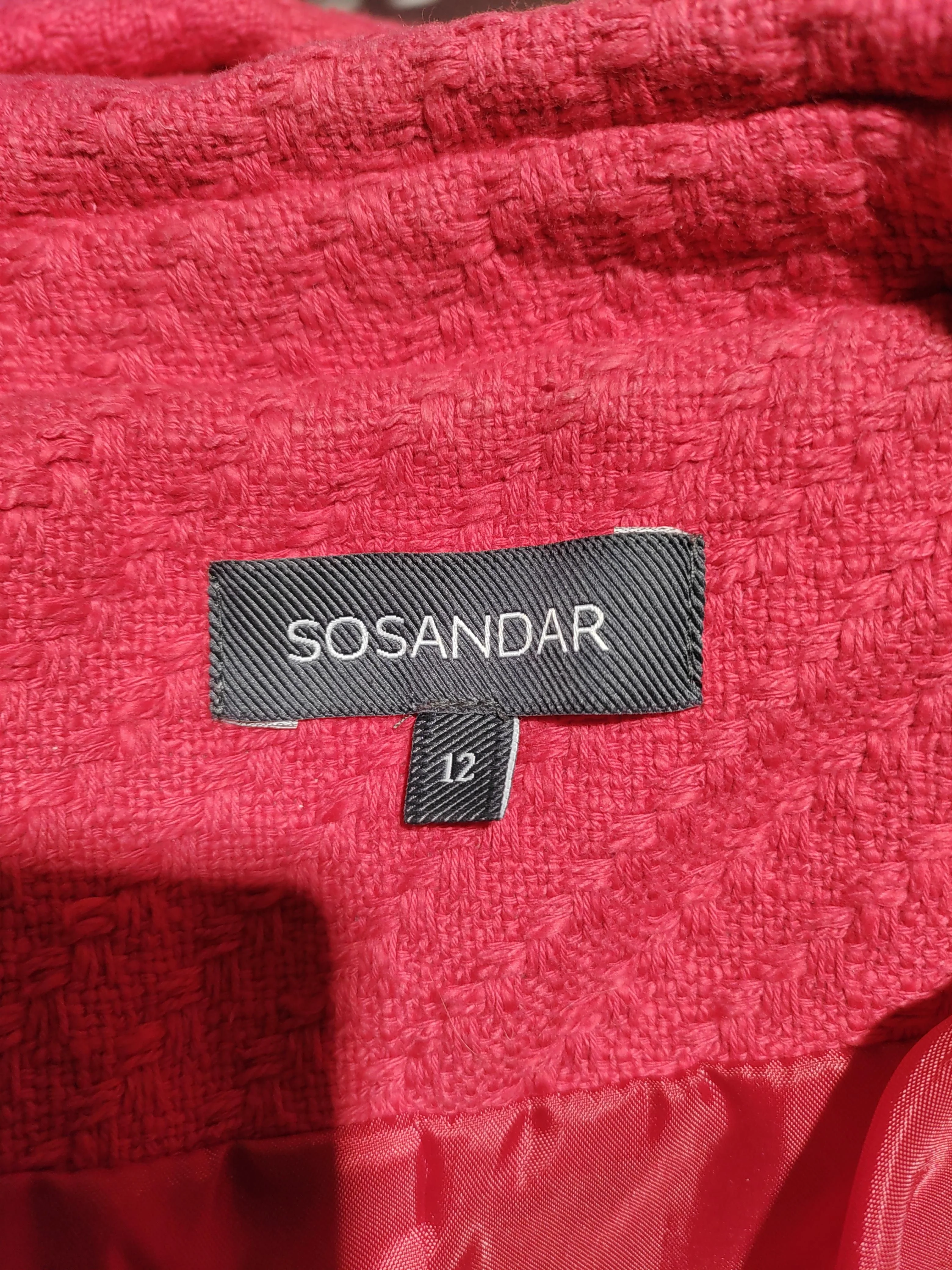 Sosandar Women's Blazer UK 12 Red Cotton with Polyester Overcoat - Image 5