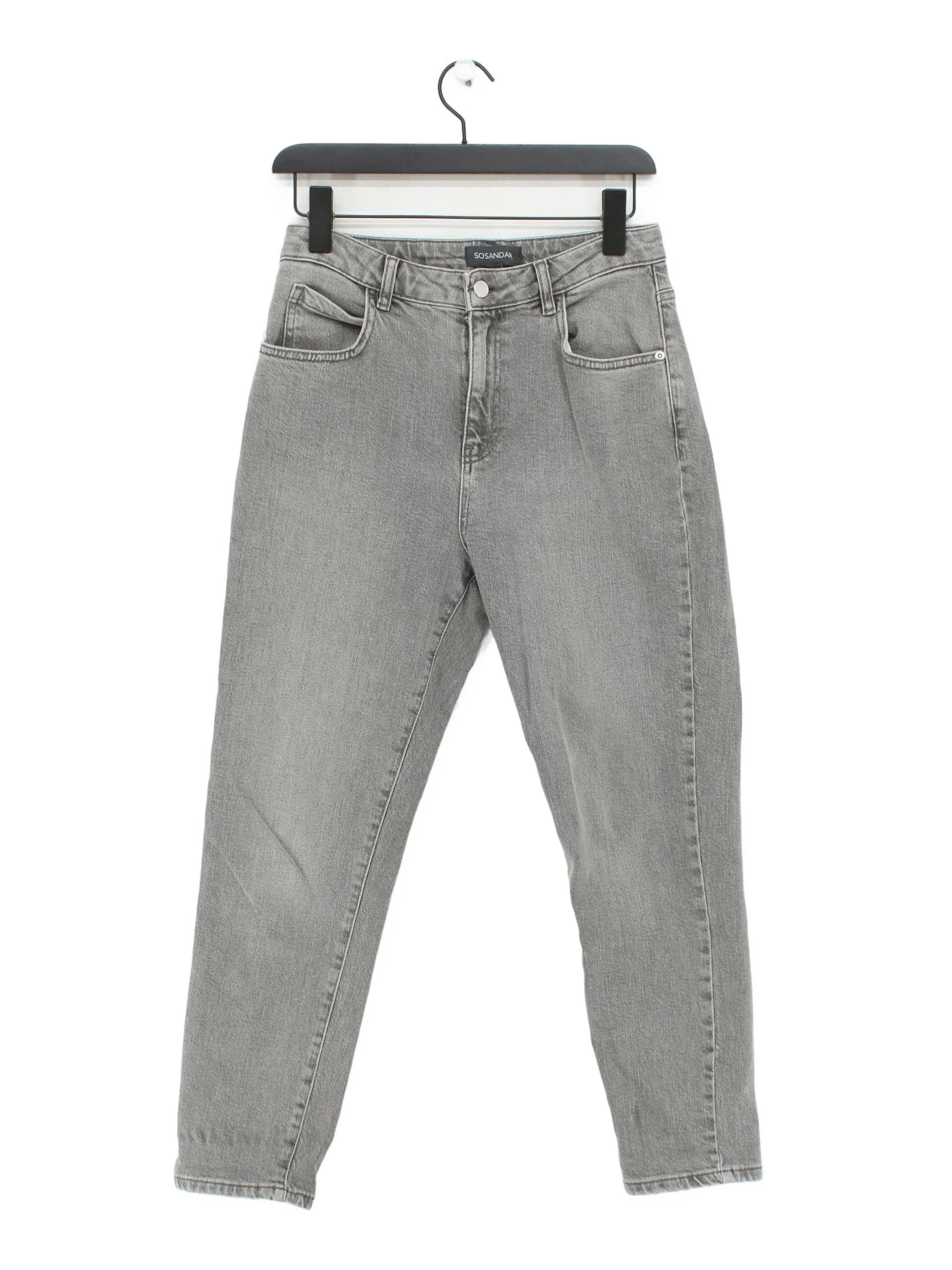 Sosandar Women's Jeans UK 8 Grey Cotton with Elastane Mom
