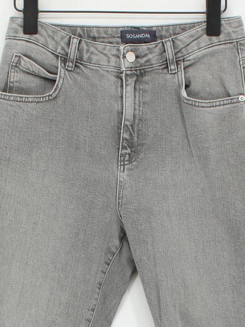 Sosandar Women's Jeans UK 8 Grey Cotton with Elastane Mom - Image 3