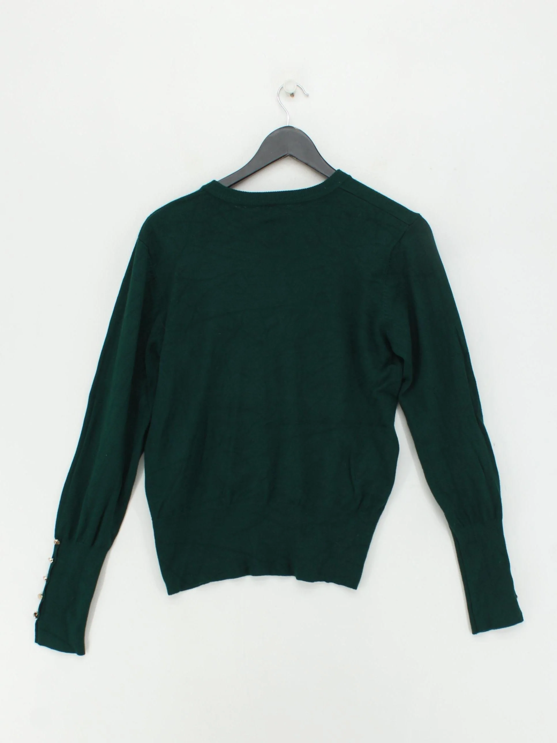 Sosandar Women's Jumper UK 16 Green Viscose with Nylon Crew Neck Pullover - Image 2