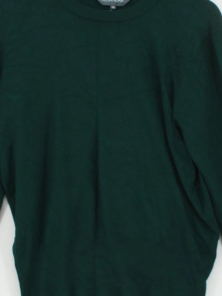 Sosandar Women's Jumper UK 16 Green Viscose with Nylon Crew Neck Pullover - Image 3