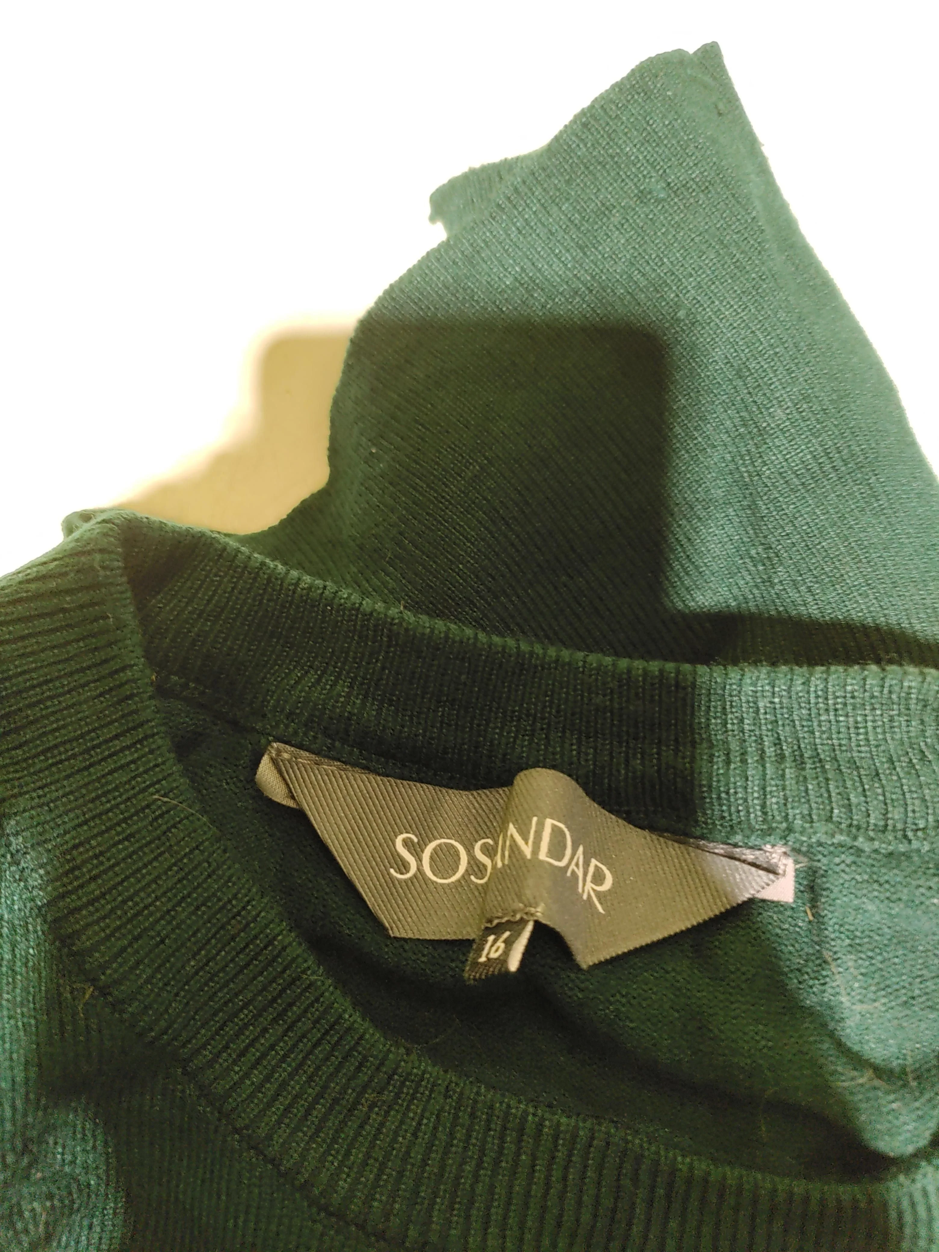 Sosandar Women's Jumper UK 16 Green Viscose with Nylon Crew Neck Pullover - Image 5
