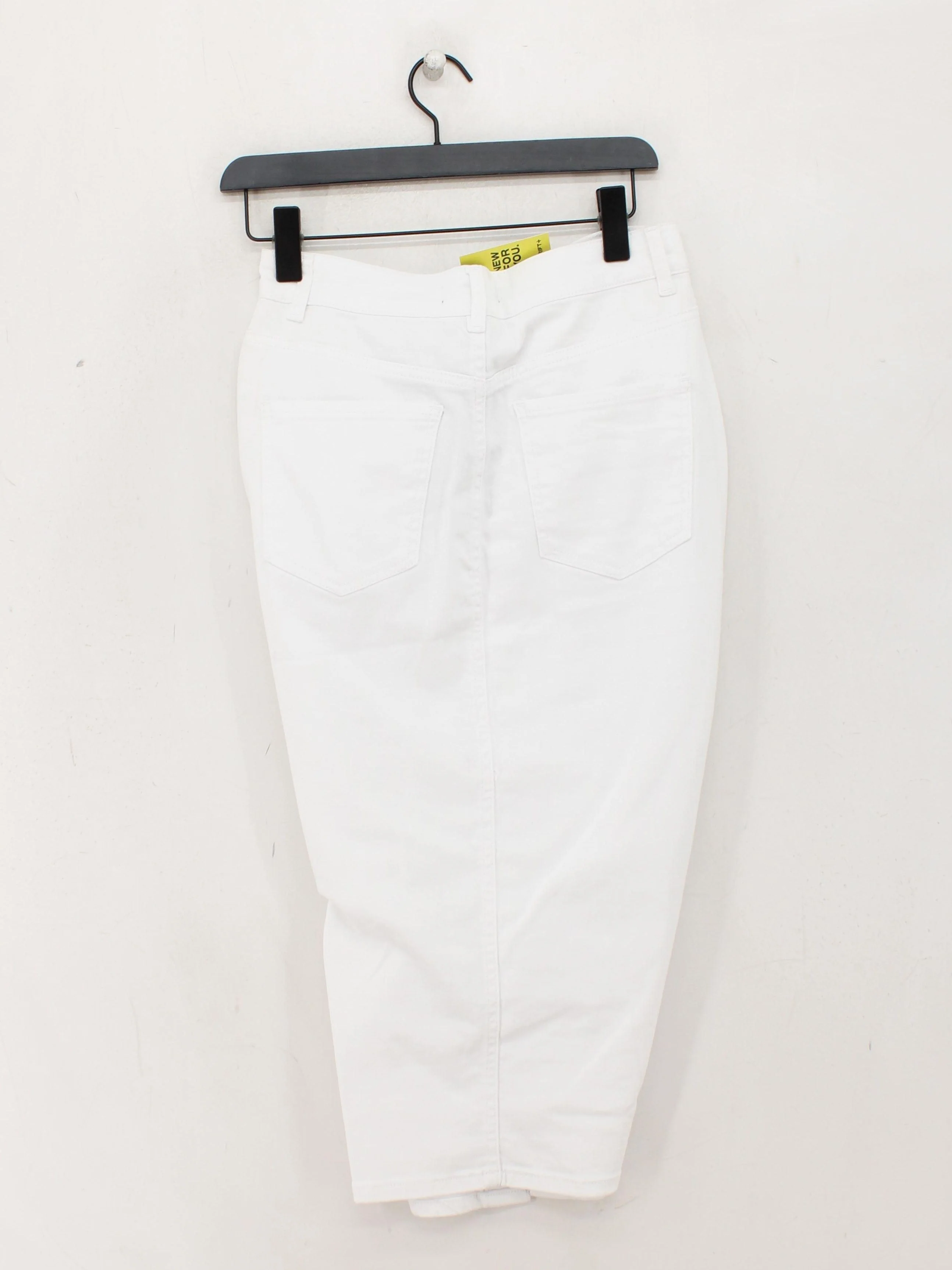 Sosandar Women's Midi Skirt UK 10 White Cotton with Elastane Straight & Pencil - Image 2