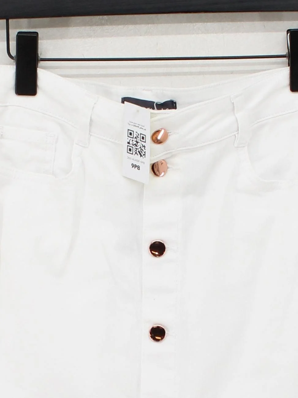 Sosandar Women's Midi Skirt UK 10 White Cotton with Elastane Straight & Pencil - Image 3