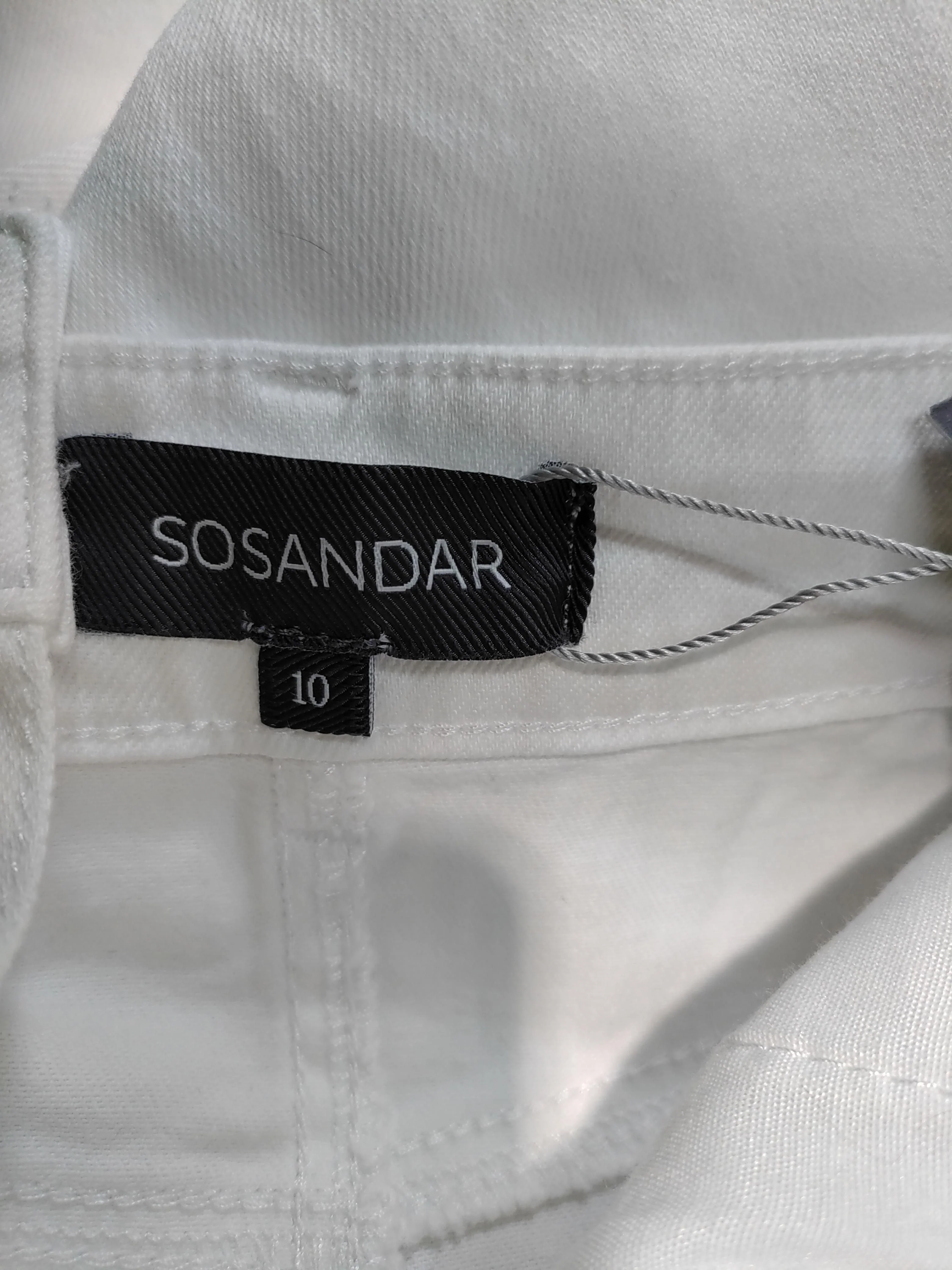 Sosandar Women's Midi Skirt UK 10 White Cotton with Elastane Straight & Pencil - Image 5