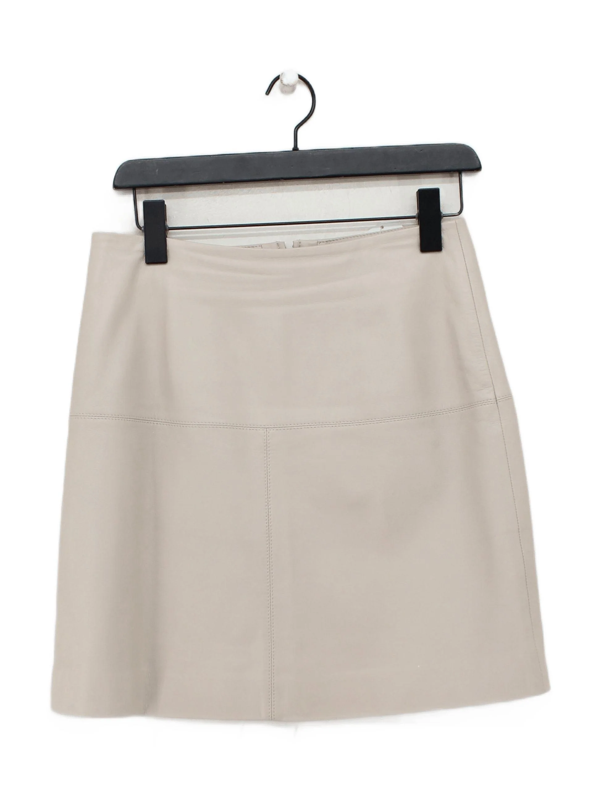 Sosandar Women's Mini Skirt UK 10 Cream Leather with Polyester Short Mini