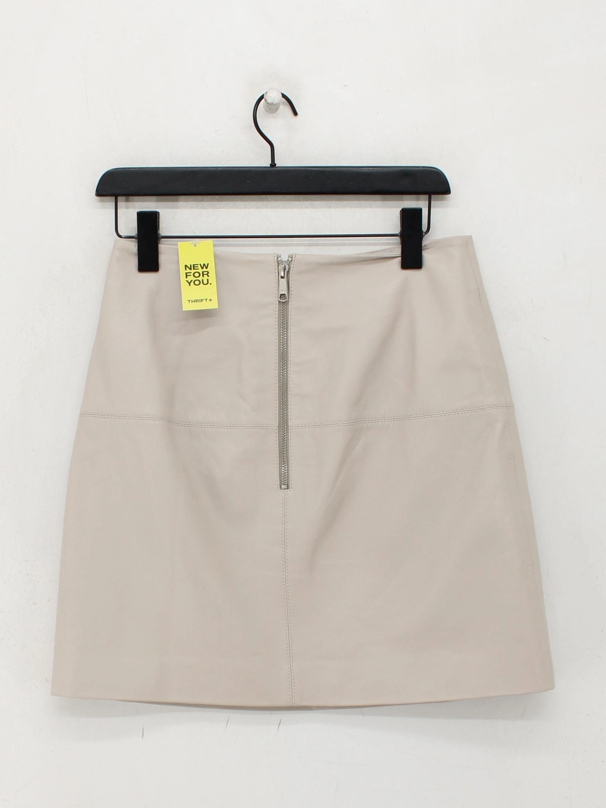 Sosandar Women's Mini Skirt UK 10 Cream Leather with Polyester Short Mini - Image 2