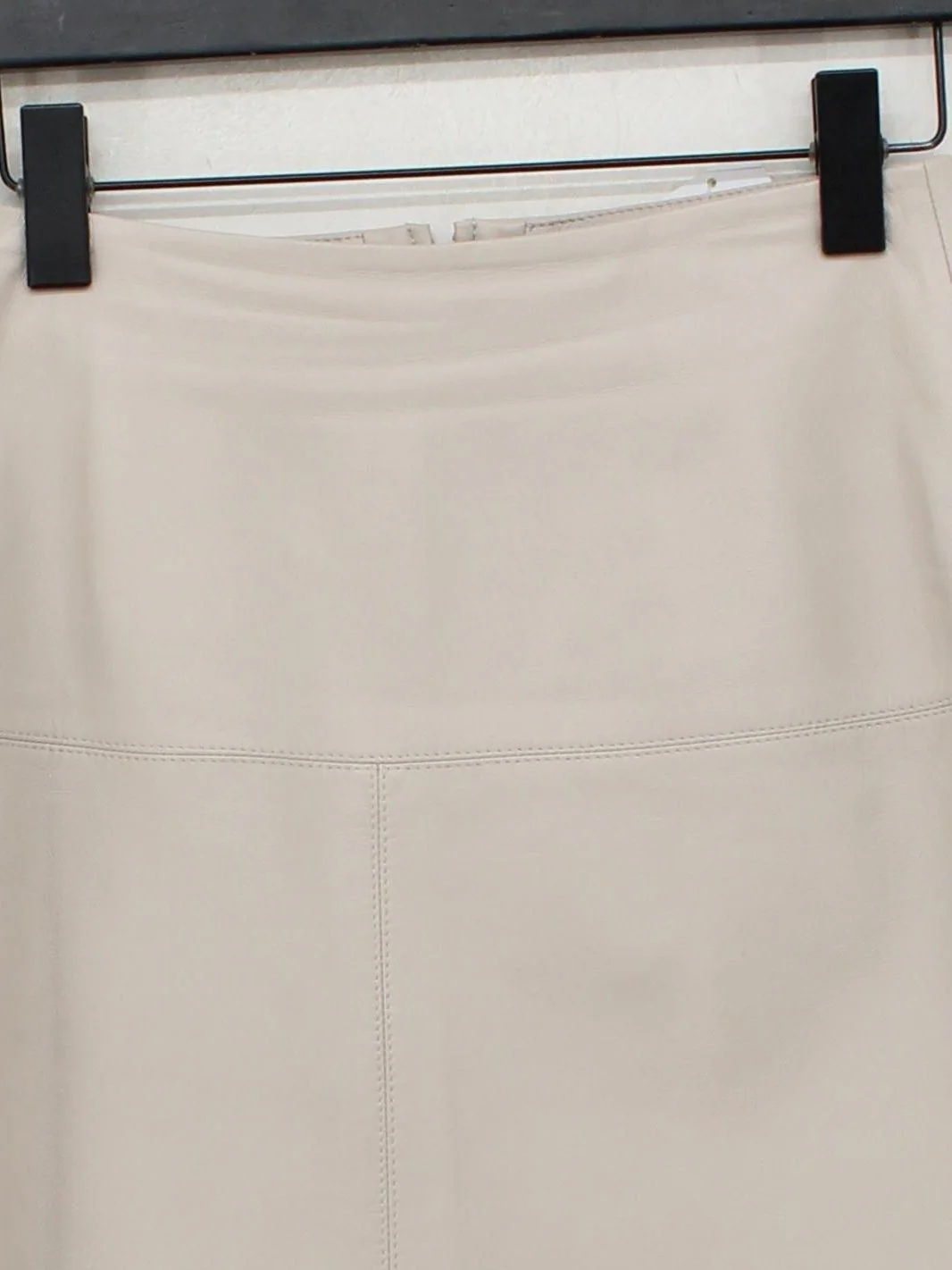 Sosandar Women's Mini Skirt UK 10 Cream Leather with Polyester Short Mini - Image 3