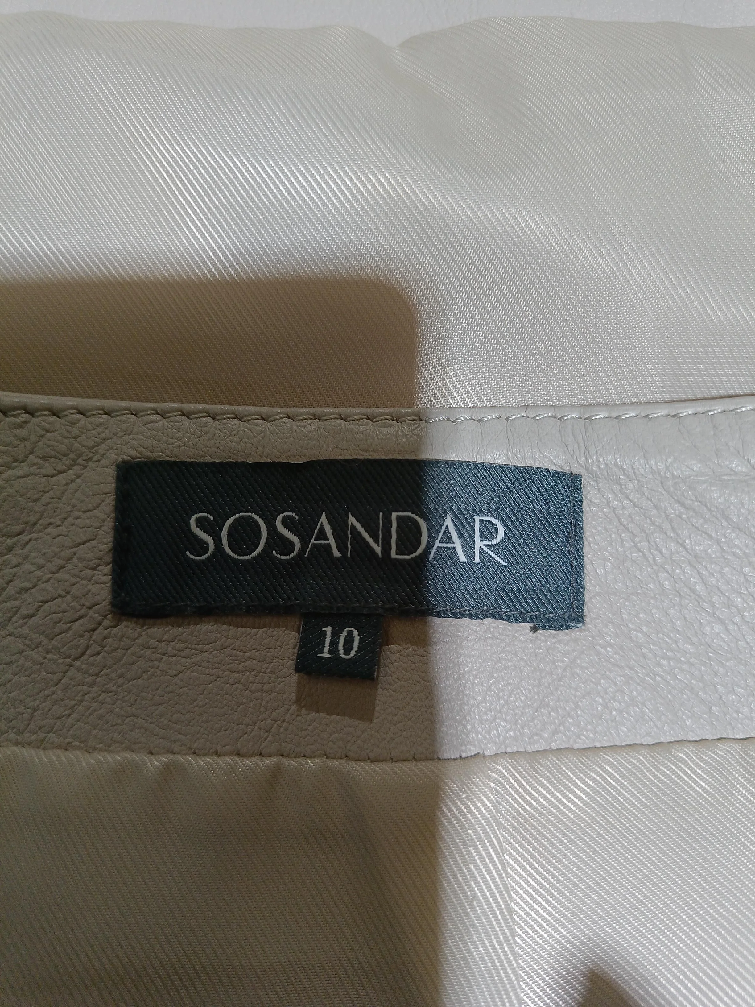 Sosandar Women's Mini Skirt UK 10 Cream Leather with Polyester Short Mini - Image 5