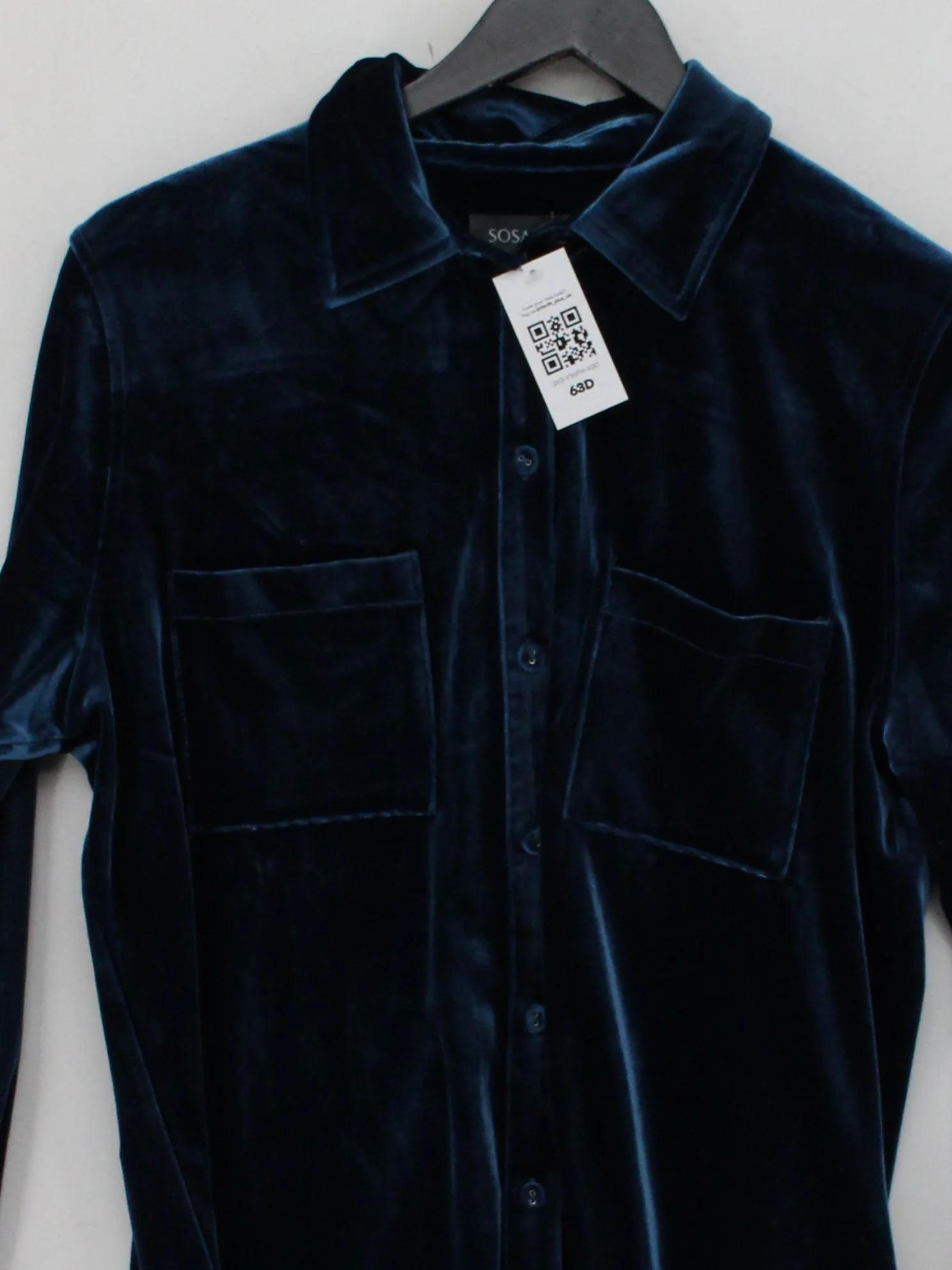 Sosandar Women's Shirt UK 14 Blue Polyester with Elastane Basic - Image 3