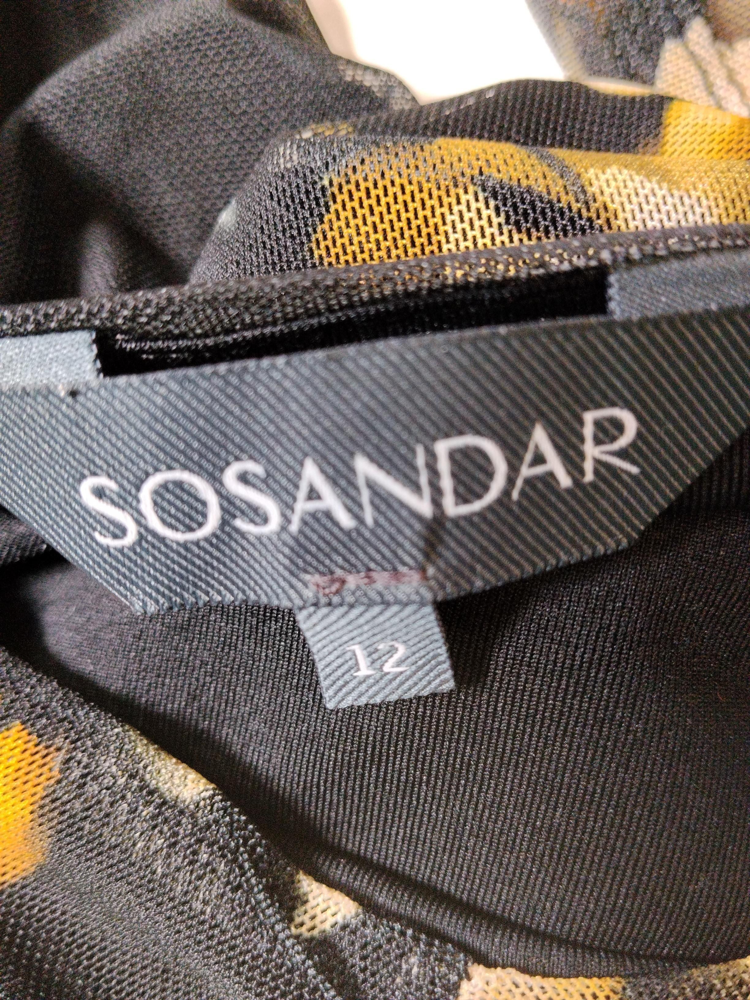 Sosandar Women's Top UK 12 Black Floral 100% Other Long Sleeve Square Neck Basic - Image 5