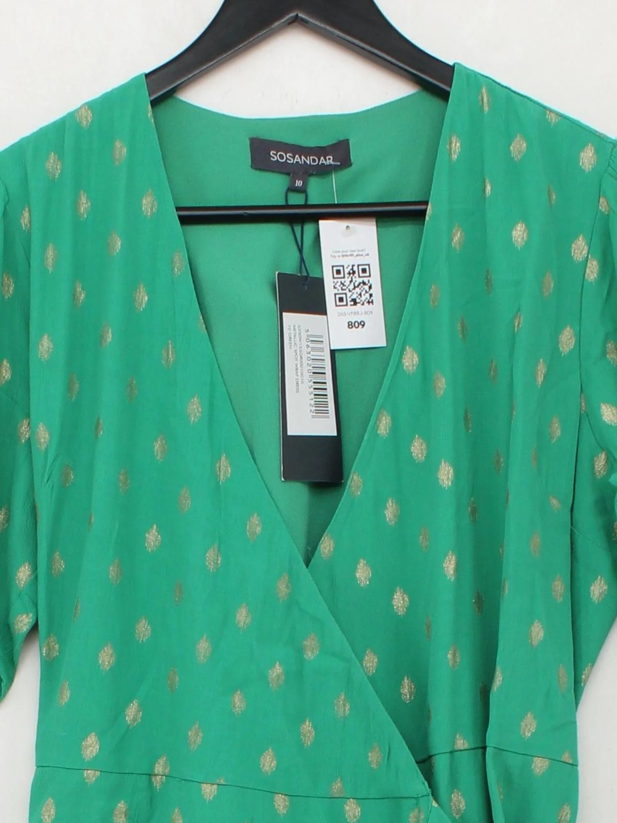 Sosandar Wrap Midi Dress UK10 in Green - Image 3