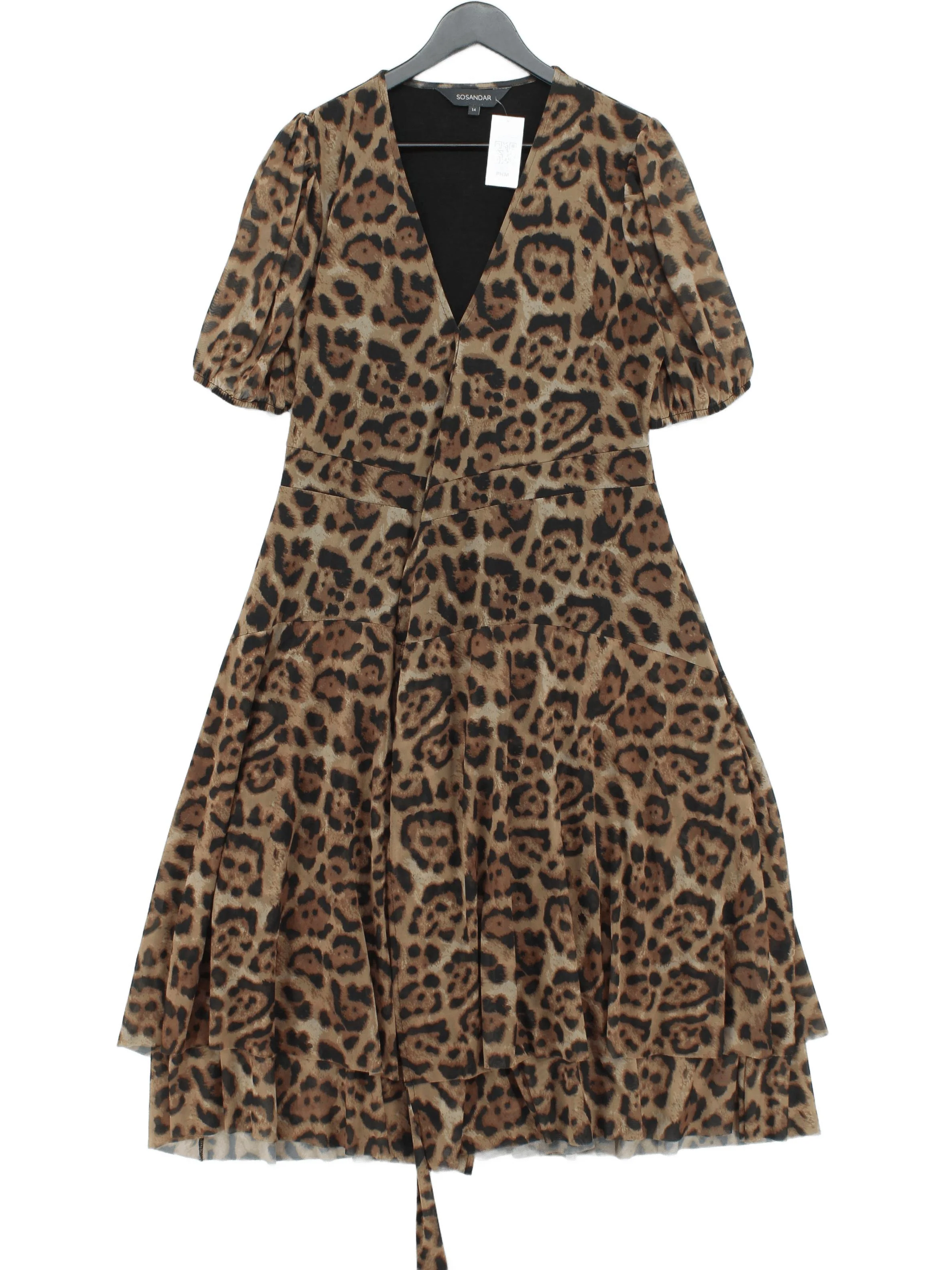 Sosandar Wrap Midi Dress UK14 in Brown