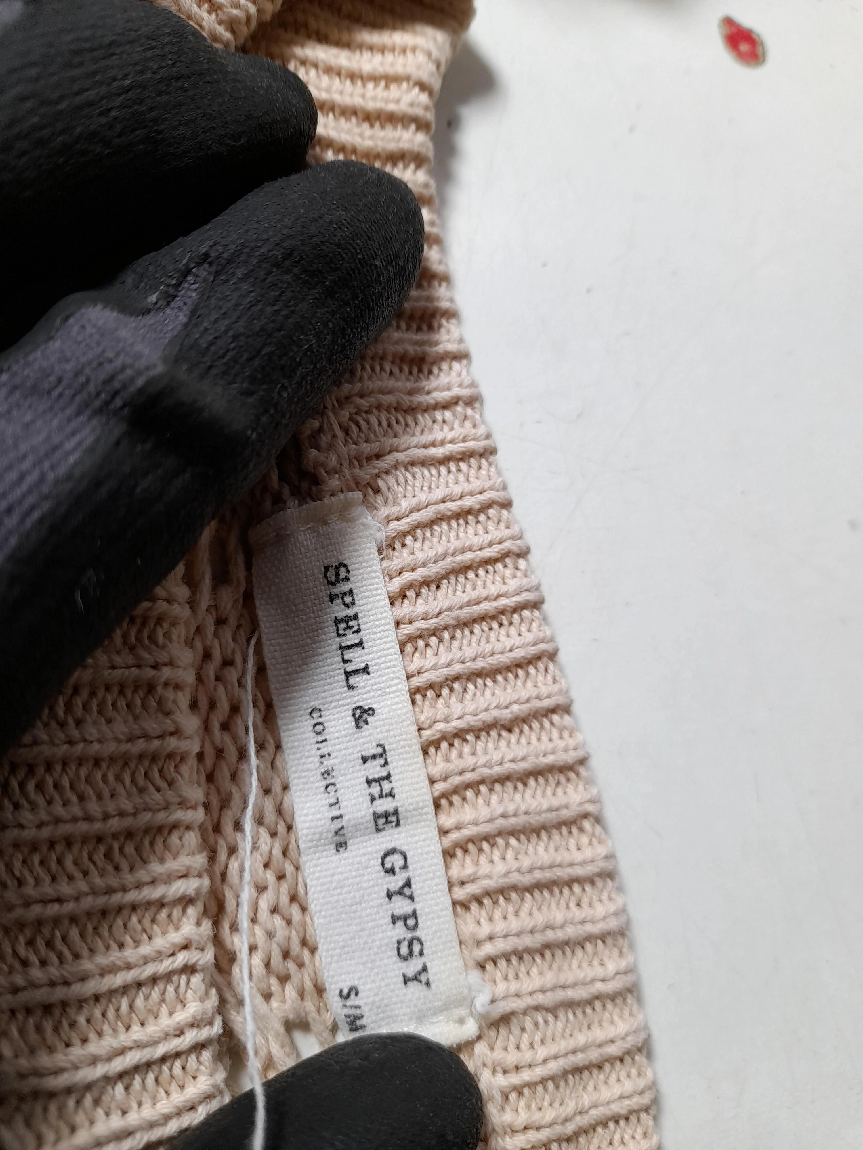 Spell & The Gypsy Women's Jumper S Cream Cotton with Linen Round Neck Pullover - Image 5