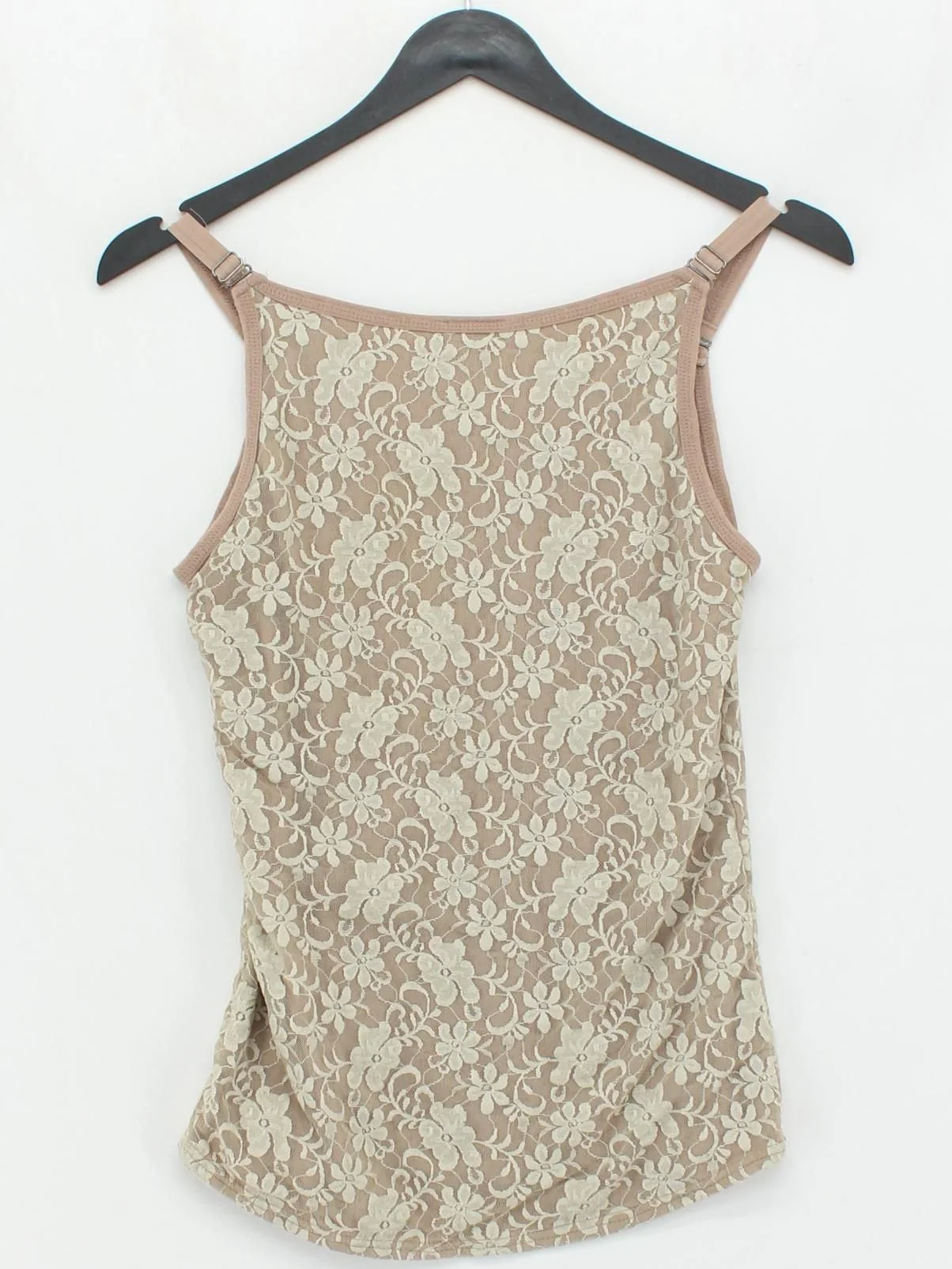 Spiral Women's T-Shirt S Tan Floral 100% Cotton Sleeveless Round Neck Camisole - Image 2