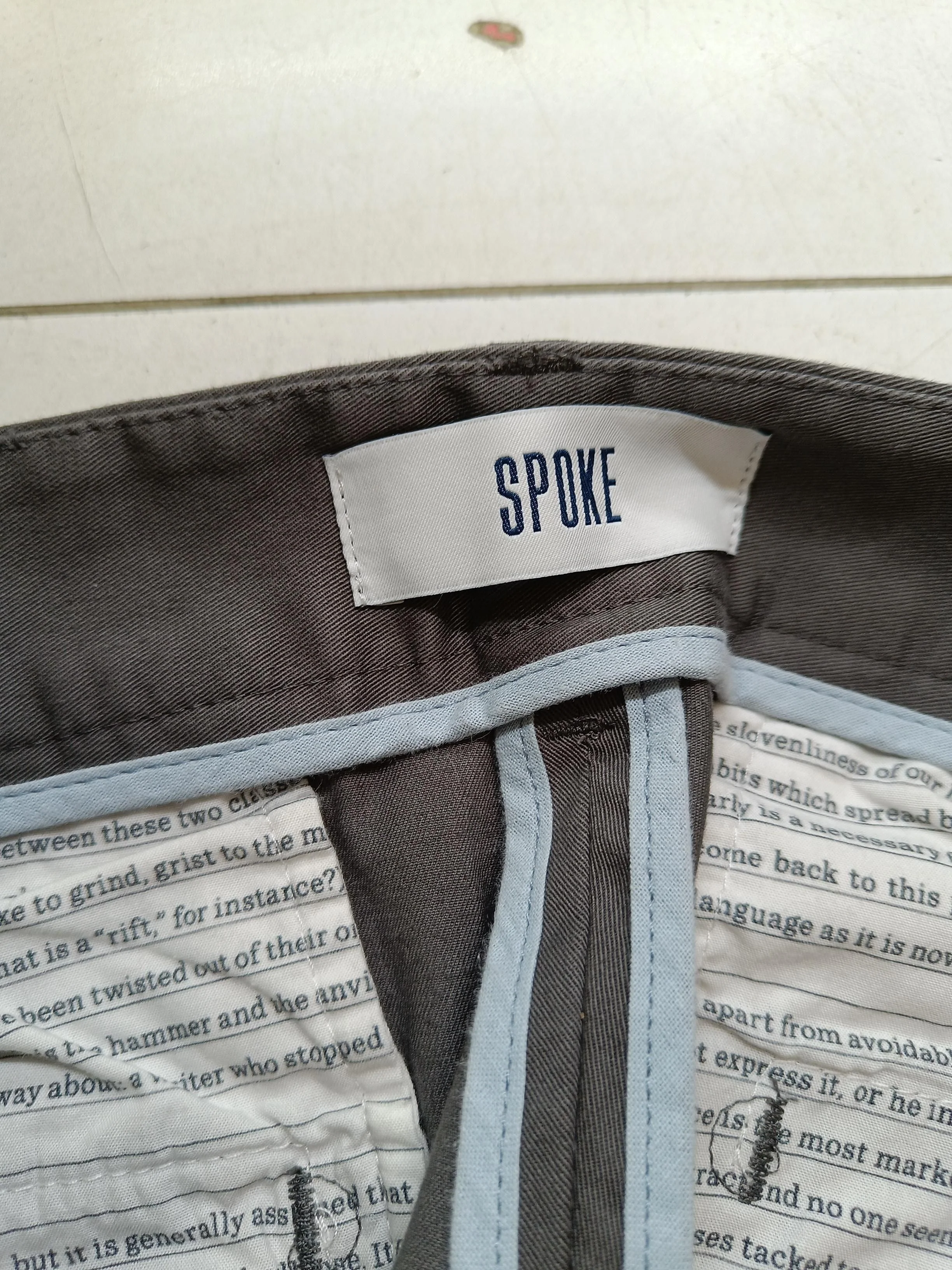 Spoke Men's Trousers M Grey Cotton with Elastane Straight Chino - Image 5