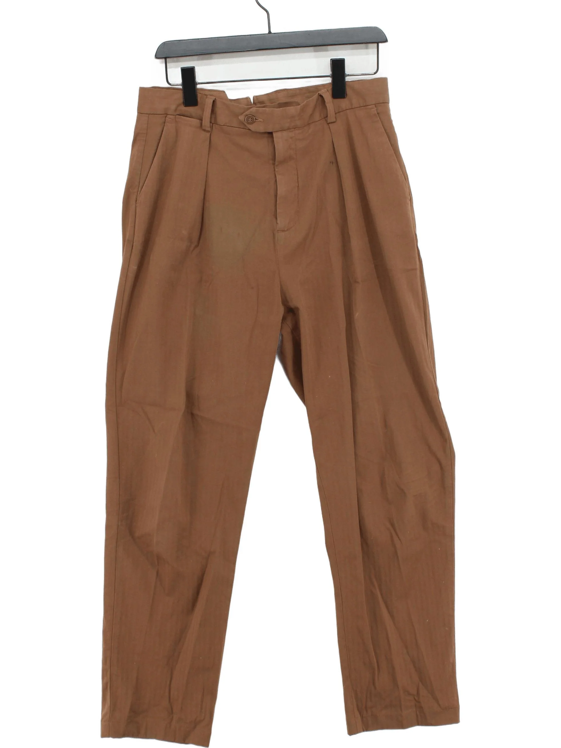 Spoke Men's Trousers W 32 in Brown Cotton with Elastane Tapered Chino