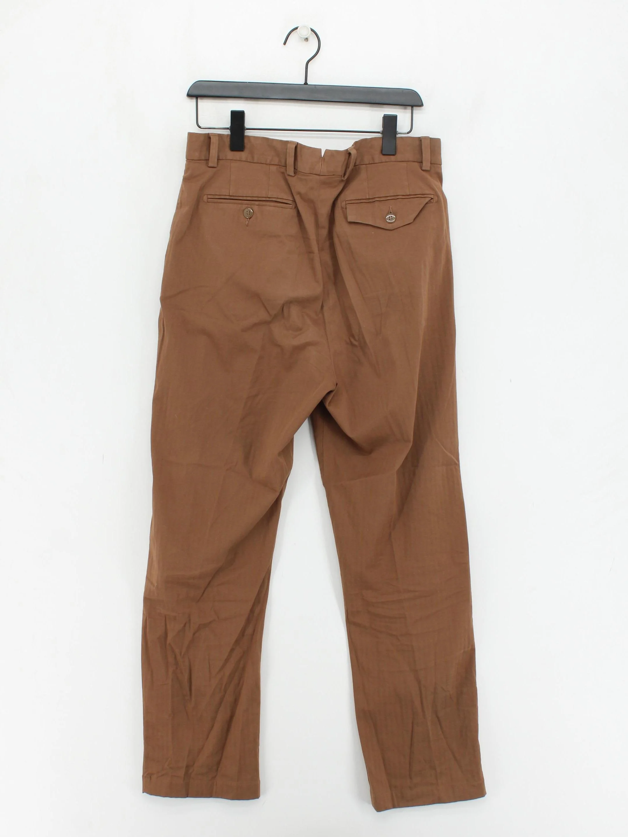 Spoke Men's Trousers W 32 in Brown Cotton with Elastane Tapered Chino - Image 2