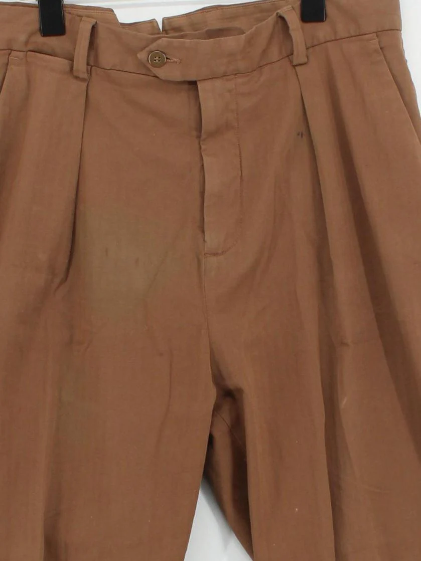 Spoke Men's Trousers W 32 in Brown Cotton with Elastane Tapered Chino - Image 3