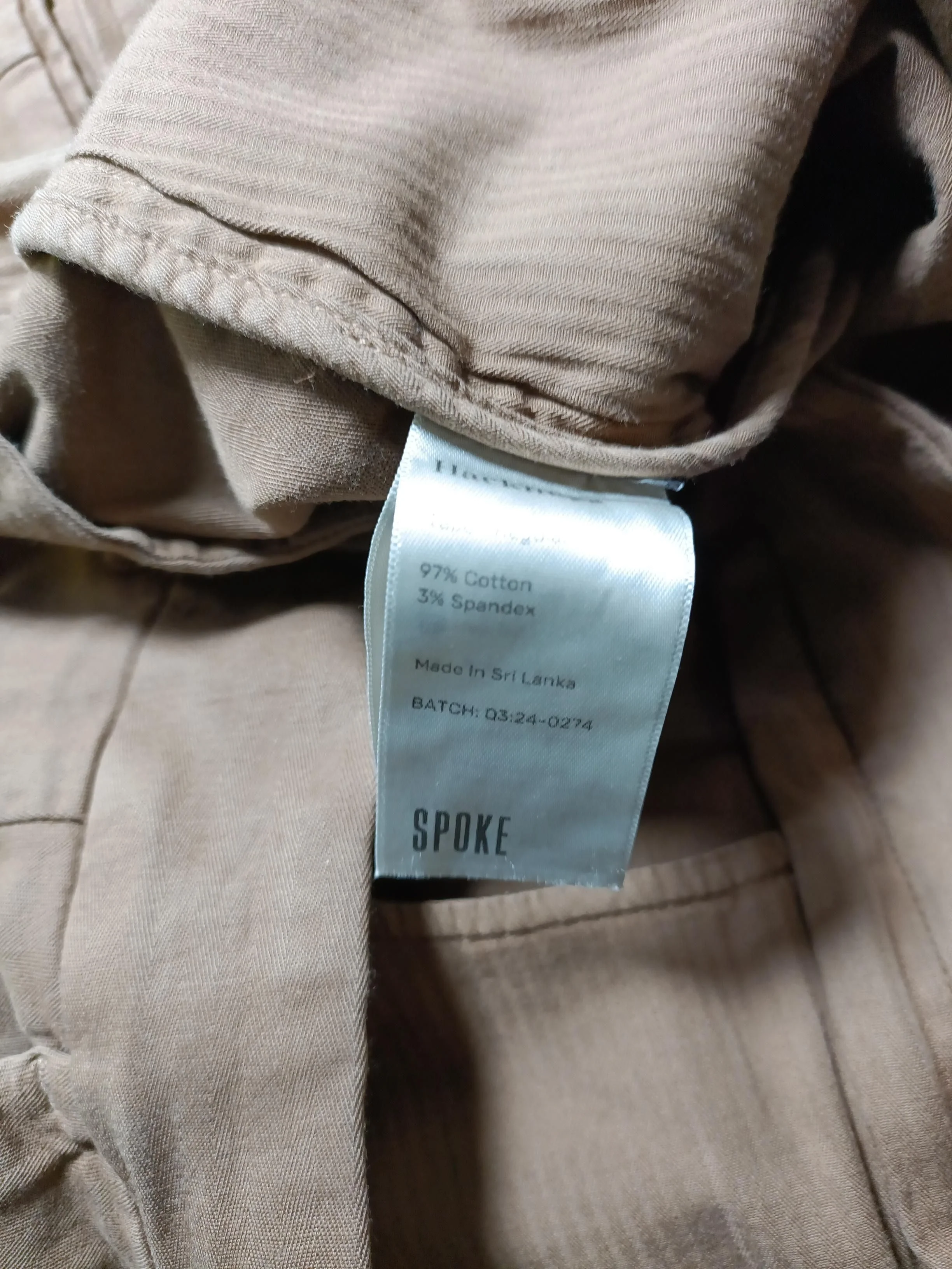 Spoke Men's Trousers W 32 in Brown Cotton with Elastane Tapered Chino - Image 7