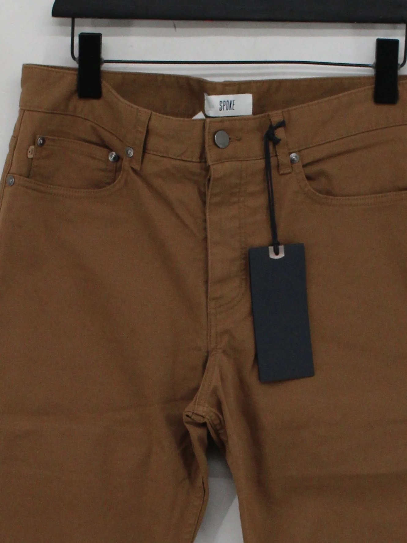 Spoke Men's Trousers W 32 in Tan Cotton with Elastane Straight Chino - Image 3
