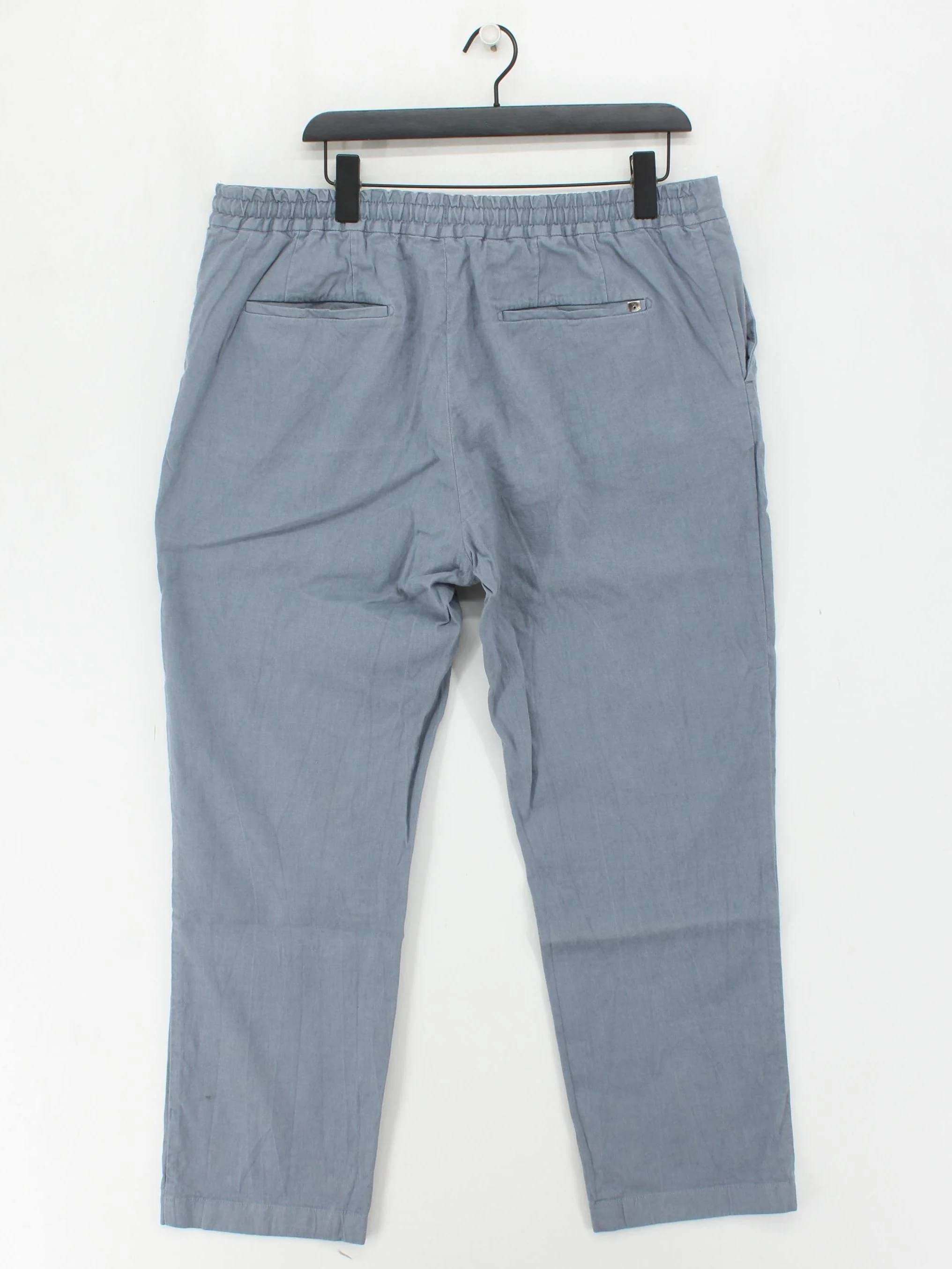 Spoke Men's Trousers W 38 in Blue Linen with Cotton, Elastane Tapered Chino - Image 2