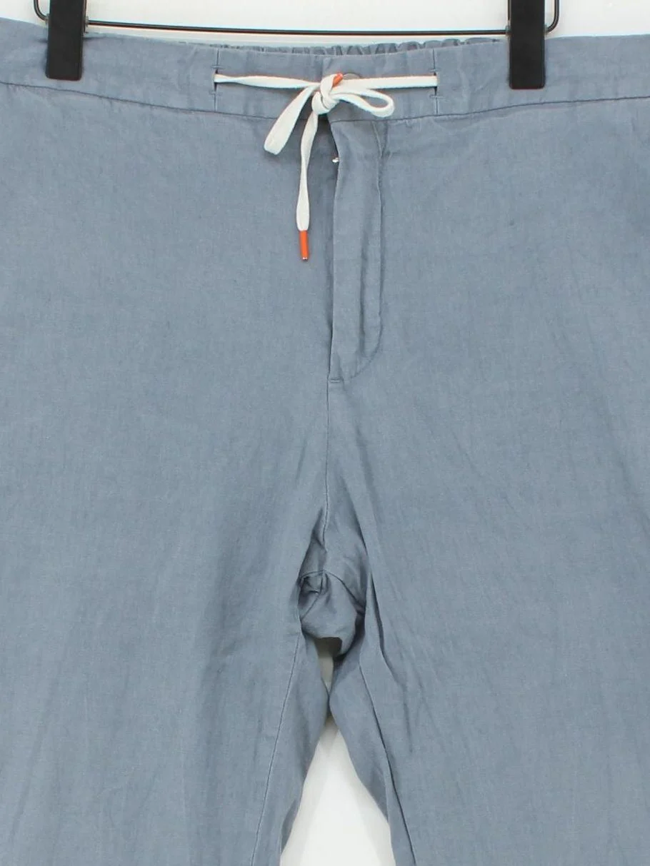 Spoke Men's Trousers W 38 in Blue Linen with Cotton, Elastane Tapered Chino - Image 3