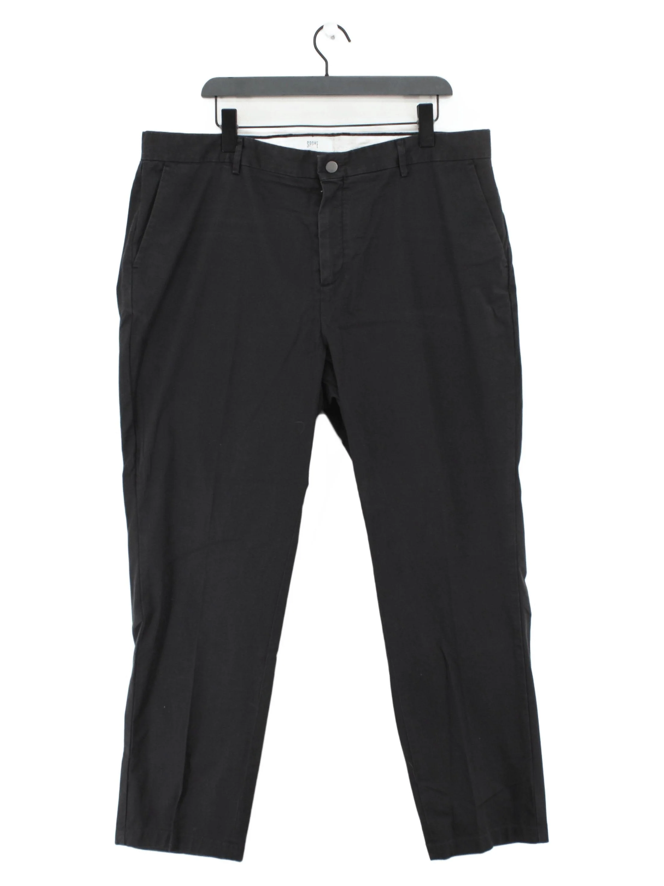 Spoke Men's Trousers W 40 in Black Cotton with Elastane Tapered Chino