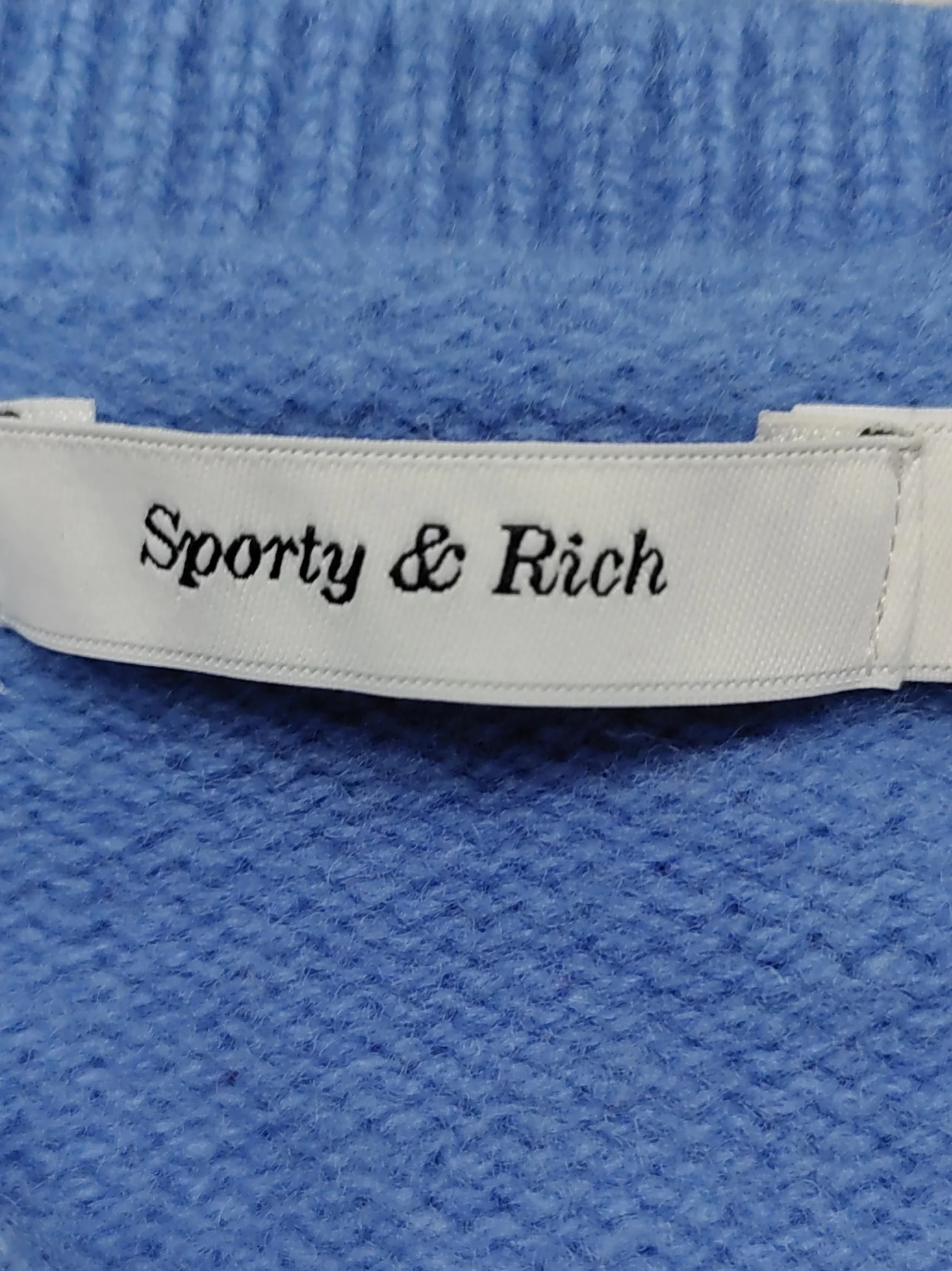 Sporty & Rich Women's Jumper S Blue 100% Wool Crew Neck Pullover - Image 5