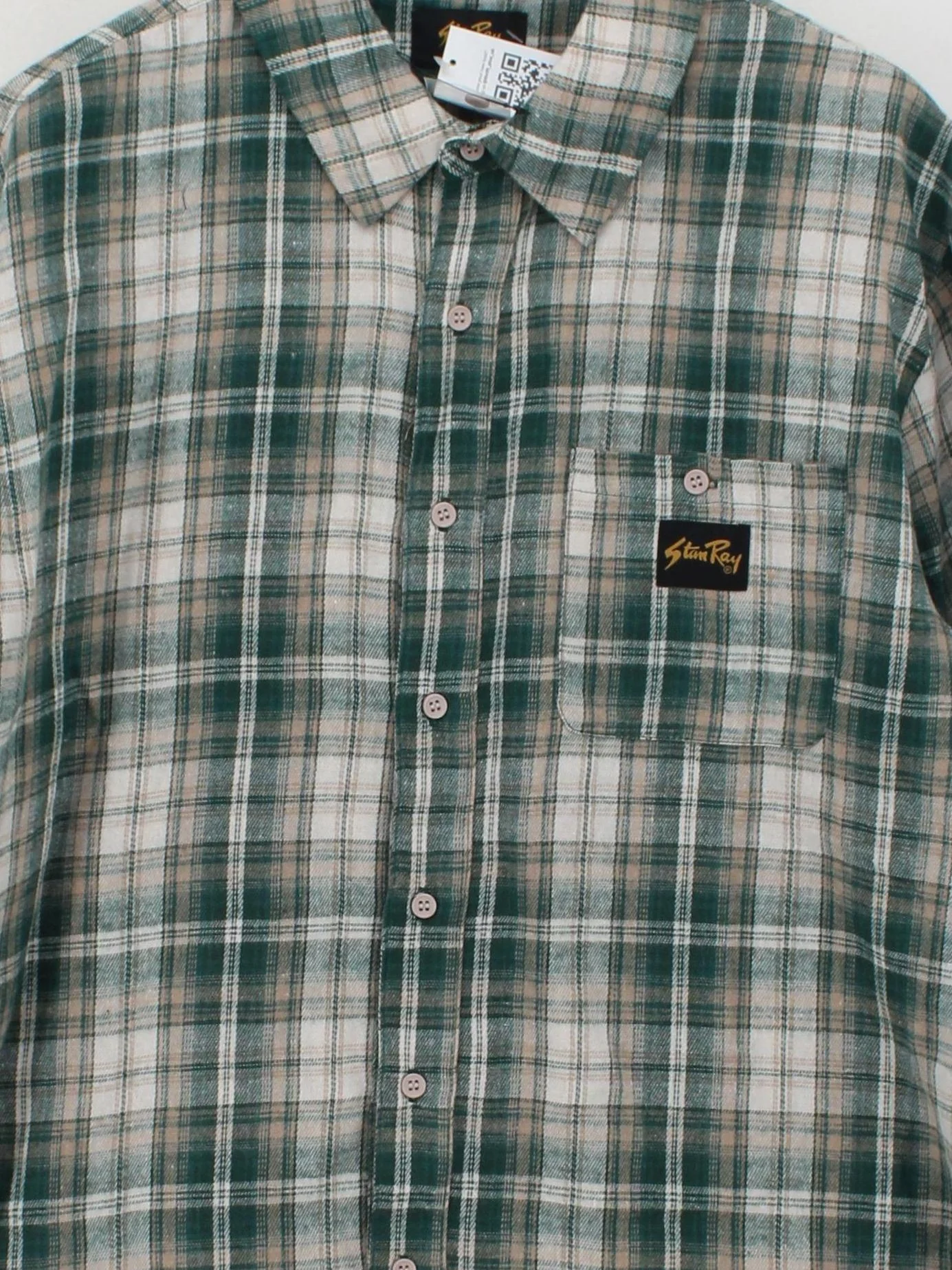 Stan Ray Men's Shirt L Green Checkered Polyester with Cotton, Viscose Basic - Image 3