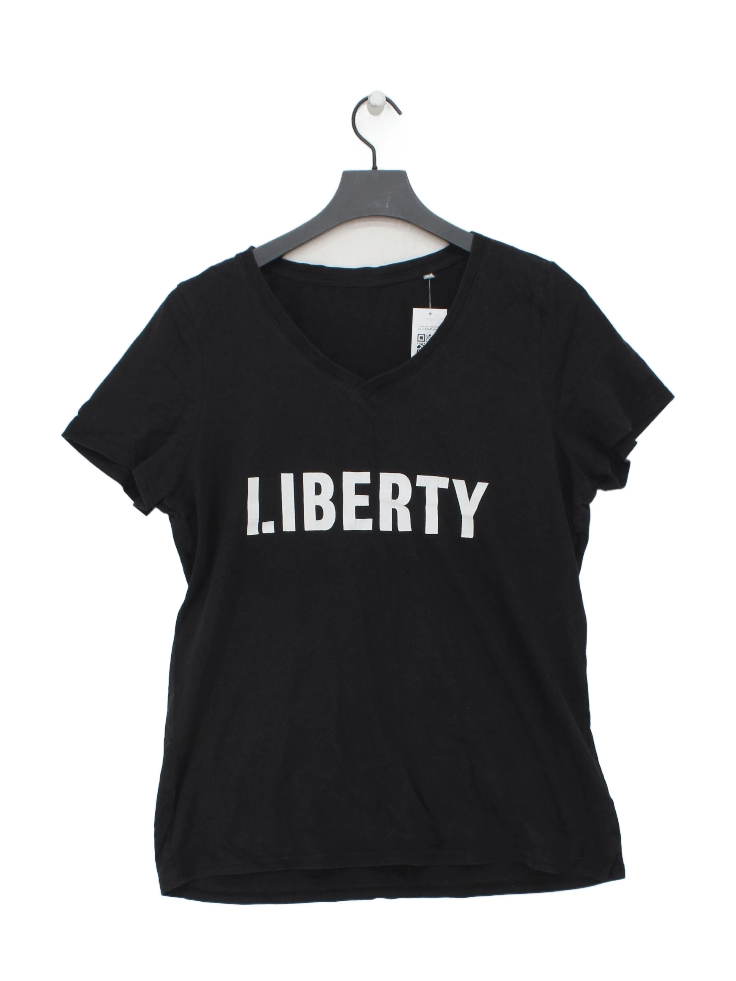 Stedman Women's T-Shirt L Black Graphic 100% Cotton Short Sleeve V-Neck Basic