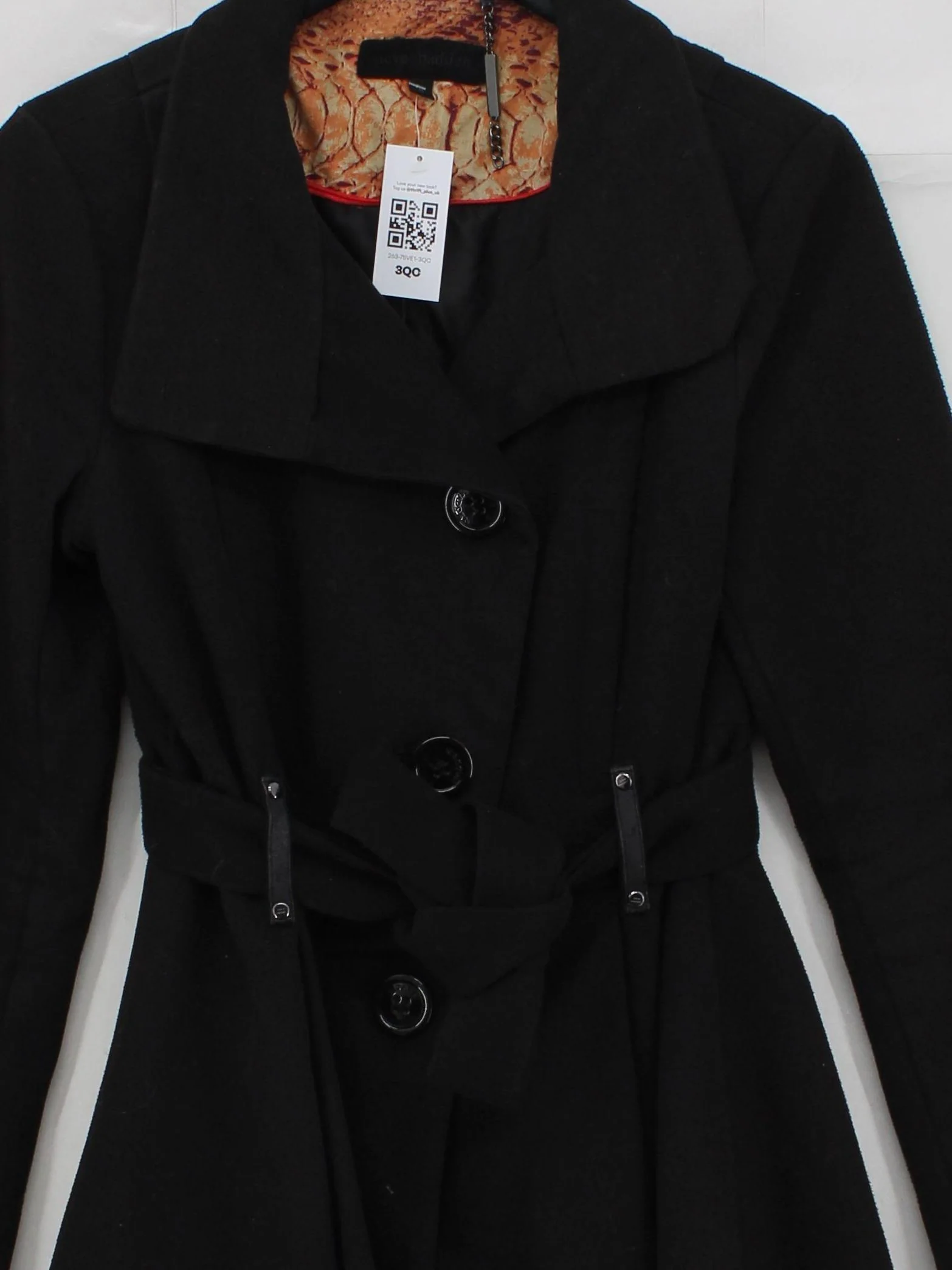 Steve Madden Women's Coat M Black Polyester with Viscose, Spandex Overcoat - Image 3