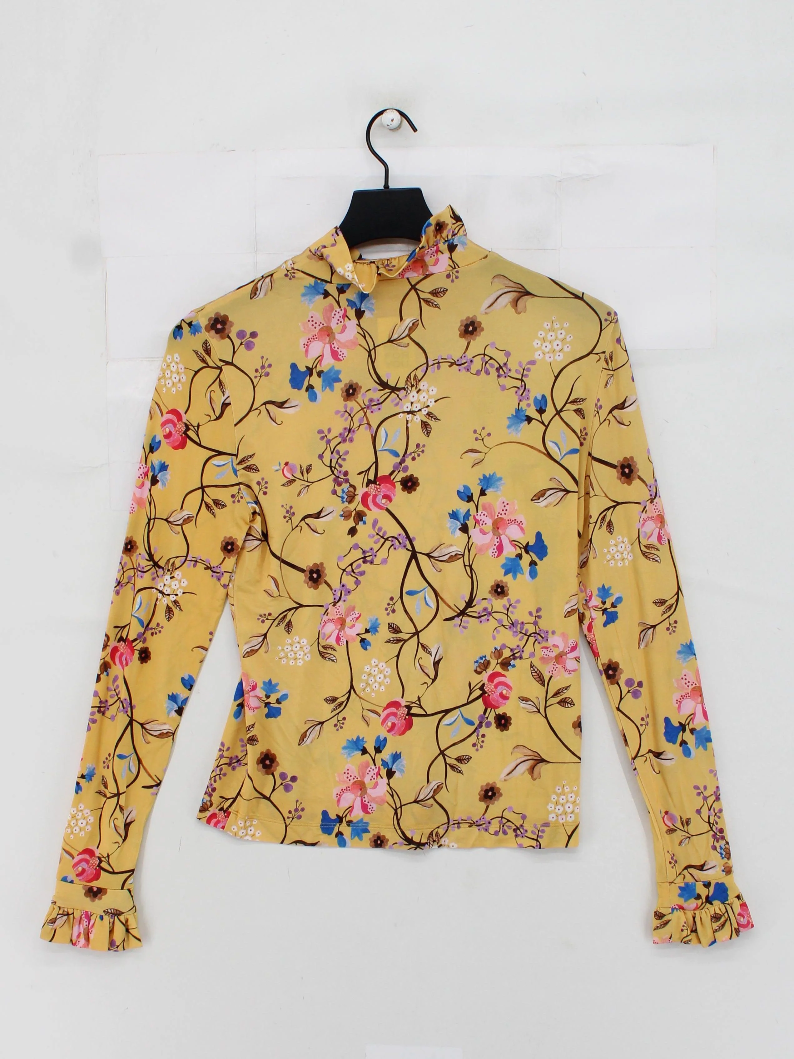 Stine Goya Women's Top XS Yellow Floral 100% Other Long Sleeve High Neck Basic - Image 2